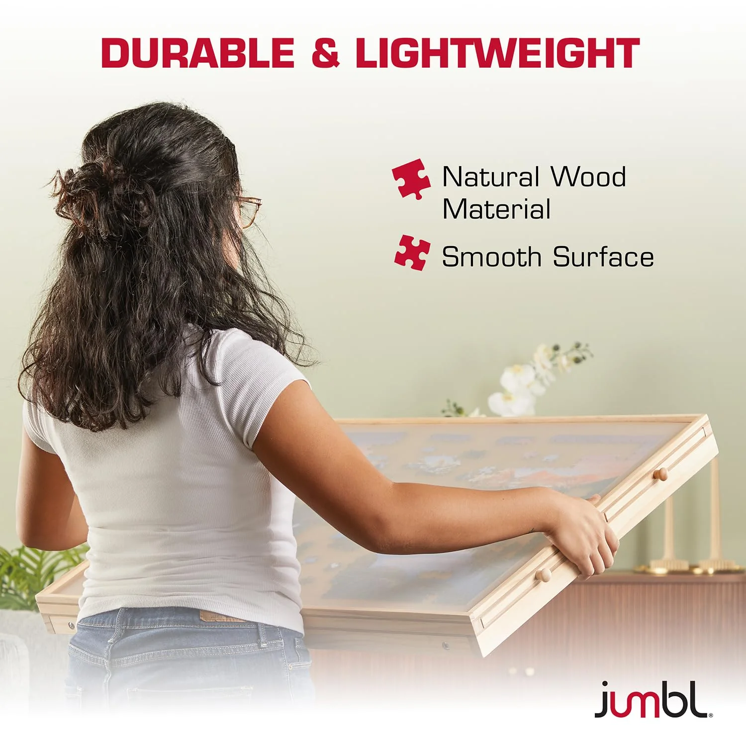 Jumbl 1000-Piece Puzzle Board with Drawers, Foldable Legs & Cover - Wooden Jigsaw Puzzle Table - Image 6
