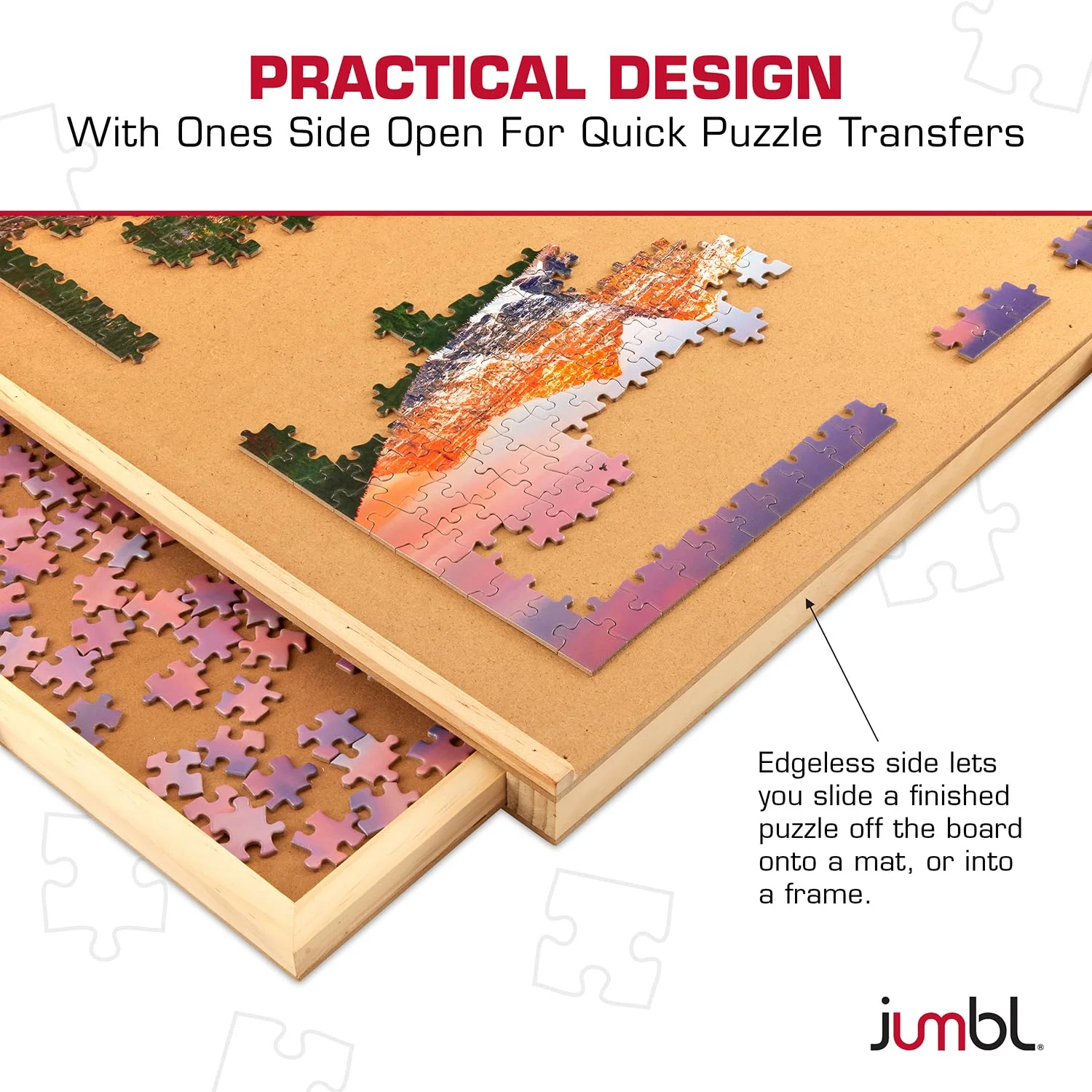 Jumbl 1000-Piece Puzzle Board with Drawers, Lazy Susan & Cover - Rotating Wooden Jigsaw Puzzle Table - Image 7