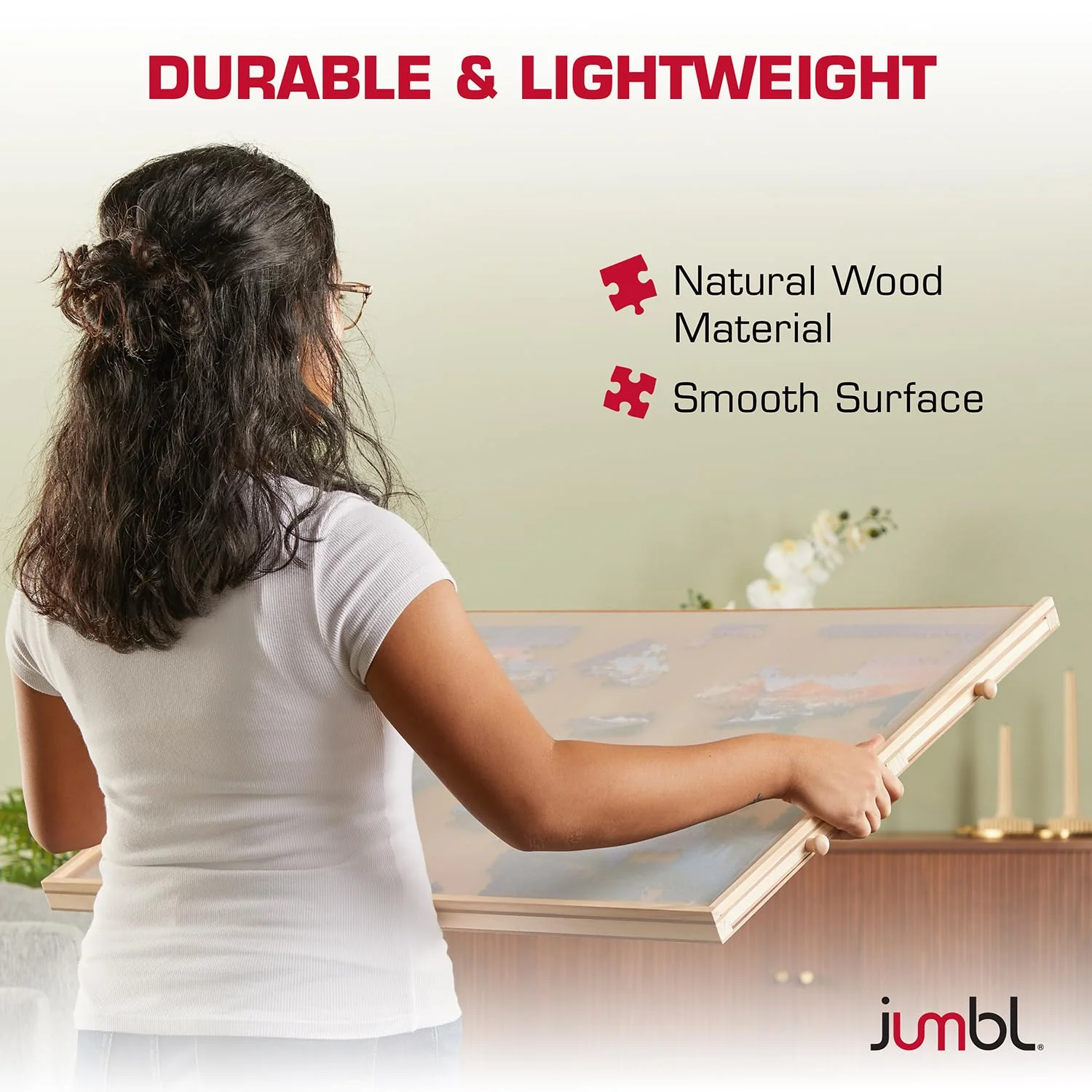 Jumbl 1000-Piece Puzzle Board with Drawers, Lazy Susan & Cover - Rotating Wooden Jigsaw Puzzle Table - Image 8