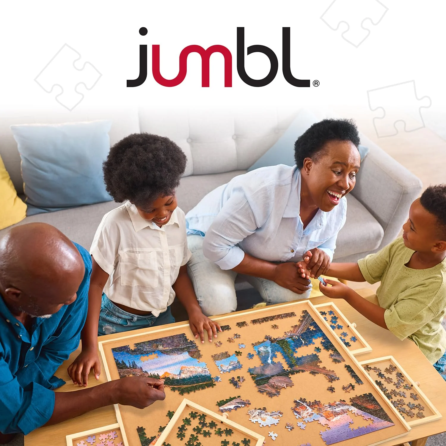 Jumbl 1000-Piece Puzzle Board with Drawers, Lazy Susan & Cover - Rotating Wooden Jigsaw Puzzle Table - Image 9