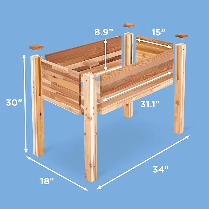 Raised Canadian Cedar Garden Bed 34x18x30” Herb Planter for Growing Fresh Flower & More - Image 5