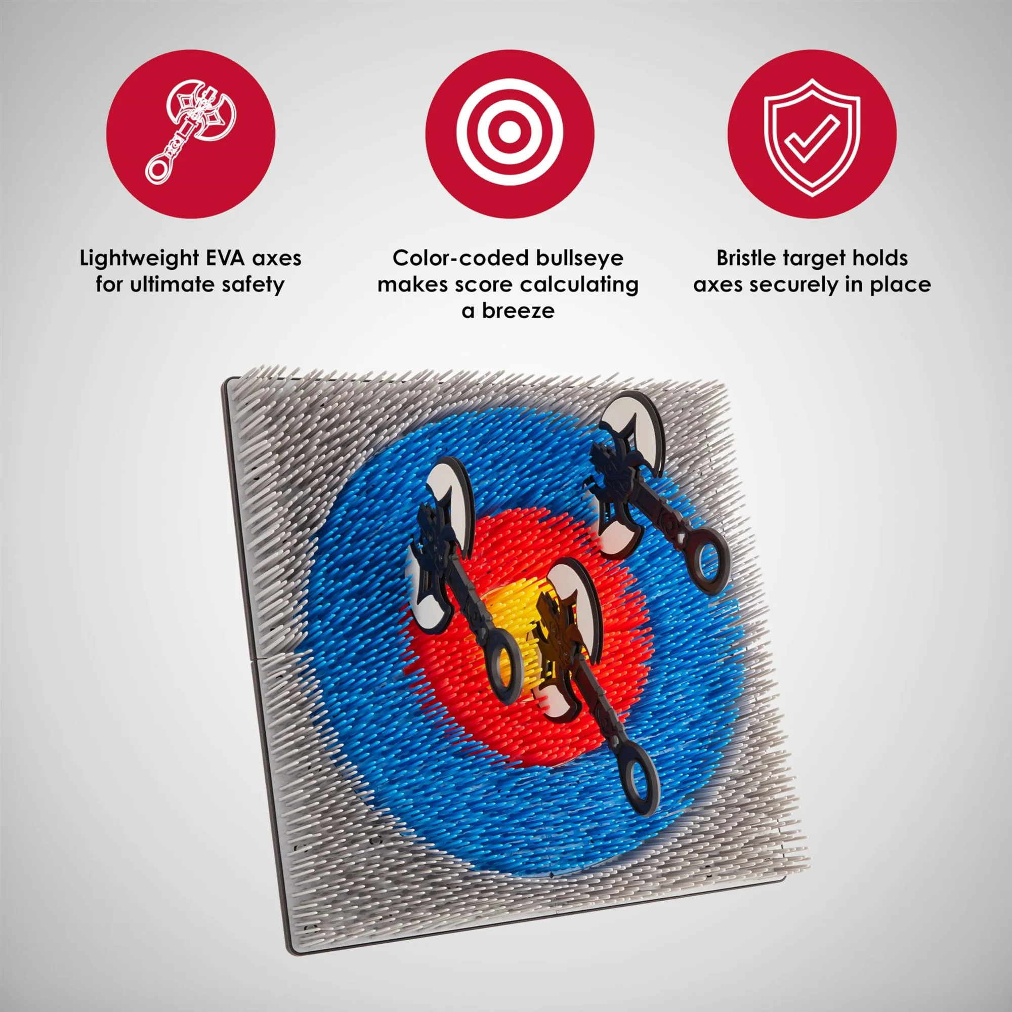 Jumbl Wall-Mounted Axe Throwing Game, Indoor Foam Axe Set with Bristle Target & Mount Kit - Image 4