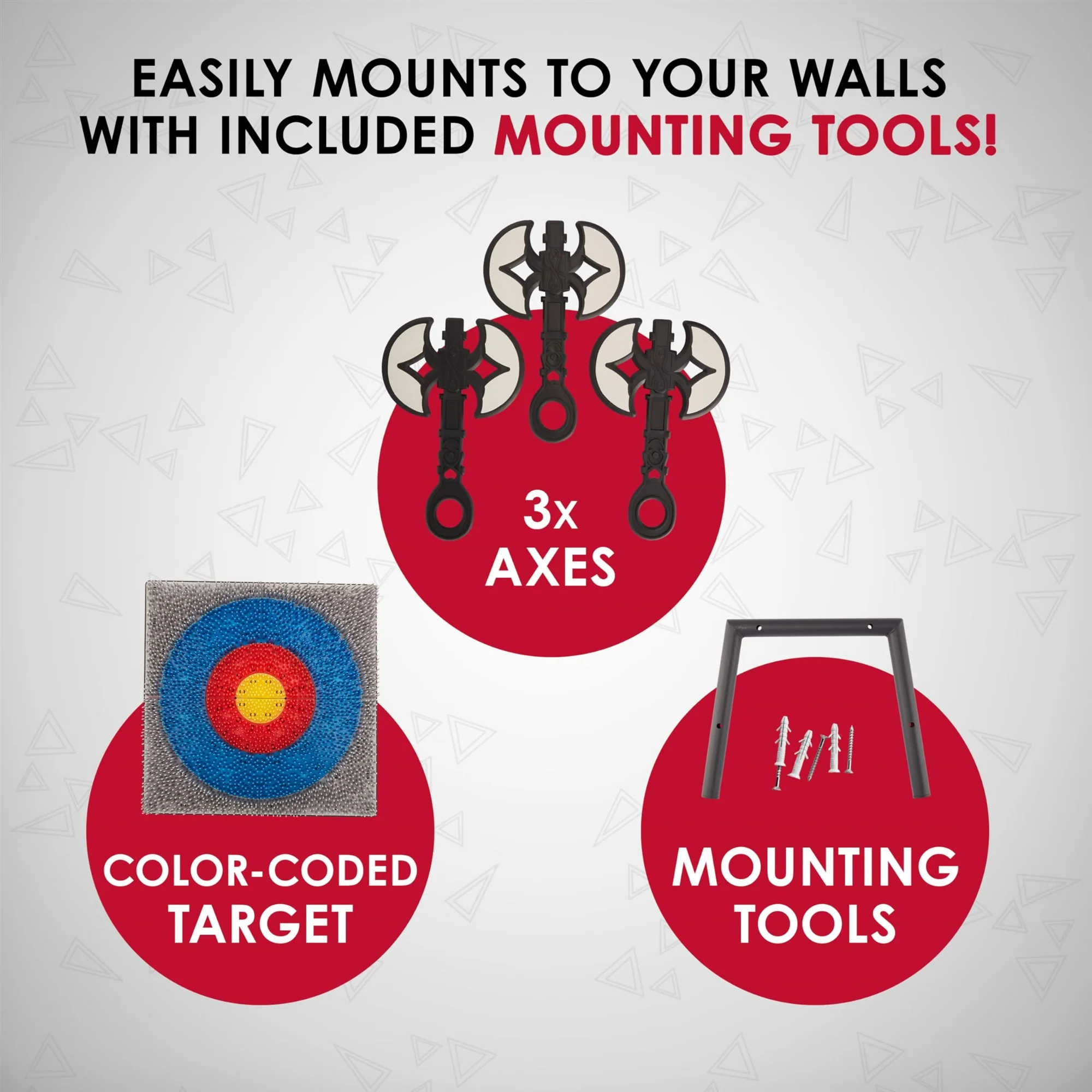 Jumbl Wall-Mounted Axe Throwing Game, Indoor Foam Axe Set with Bristle Target & Mount Kit - Image 6