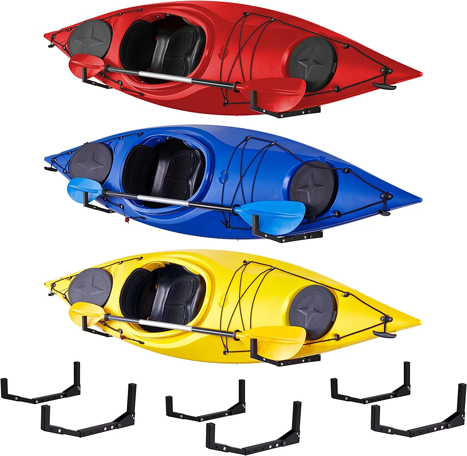 Kayak Wall Hanger, Heavy Duty Wall Mounted Kayak Storage Rack - 3 Sets