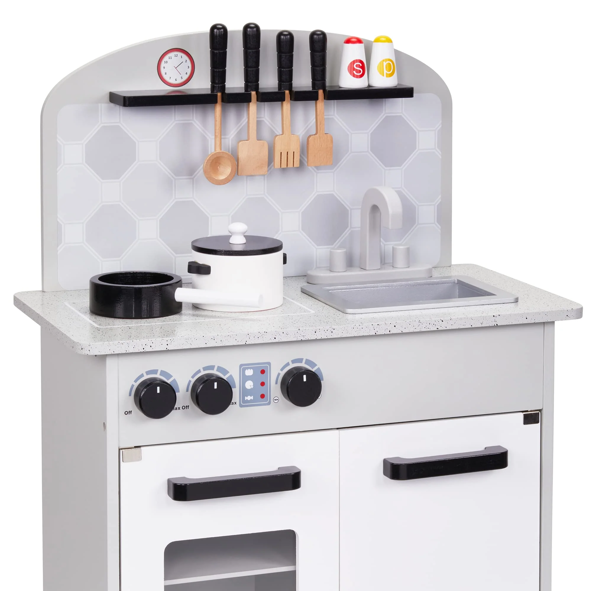 Kitchen Set for Kids, Pretend Wooden Play Kitchen Set, Realistic Sound, Pots & Pan - Image 8