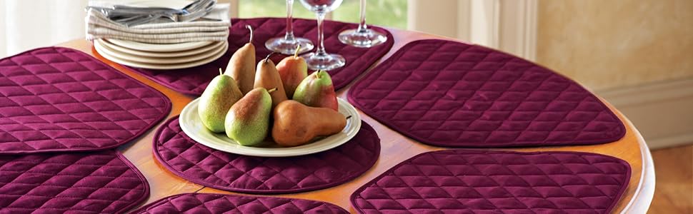 Kitchen Table Placemat and Centerpiece Set - 7 Pc, Red - Image 3