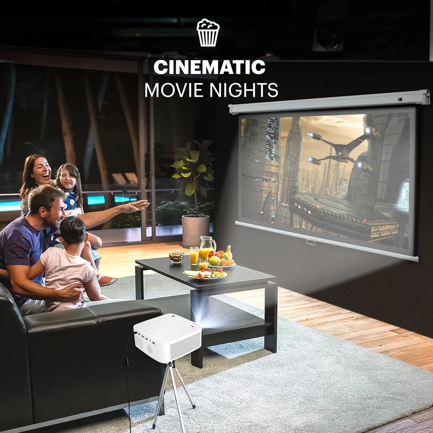 Kodak 80" Manual Pull Down Projector Screen, Large 16:9 Retractable Projector Screen - Image 8