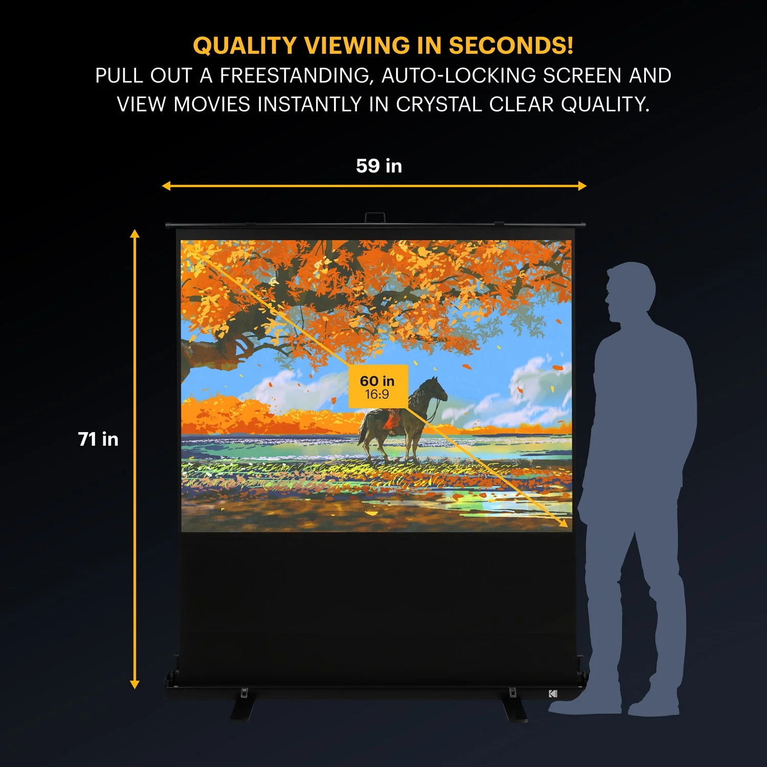 Kodak Instant Cinema 60" Pull Up Projector Screen - Image 2