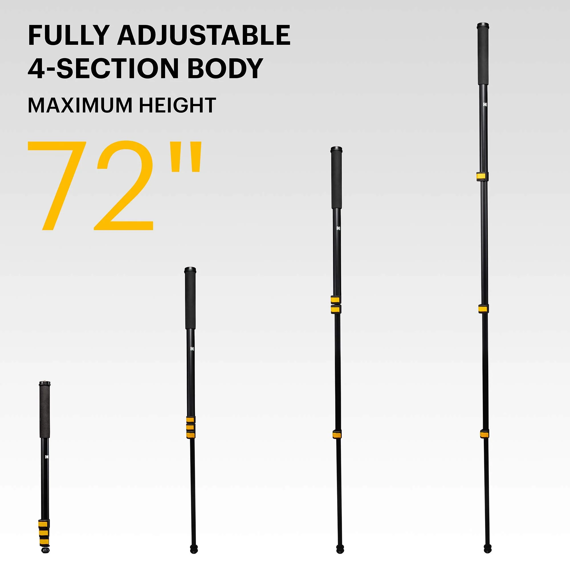 Kodak PhotoGear 72” Portable Monopod 21”-72” Lightweight Aluminum Monopod - Image 2