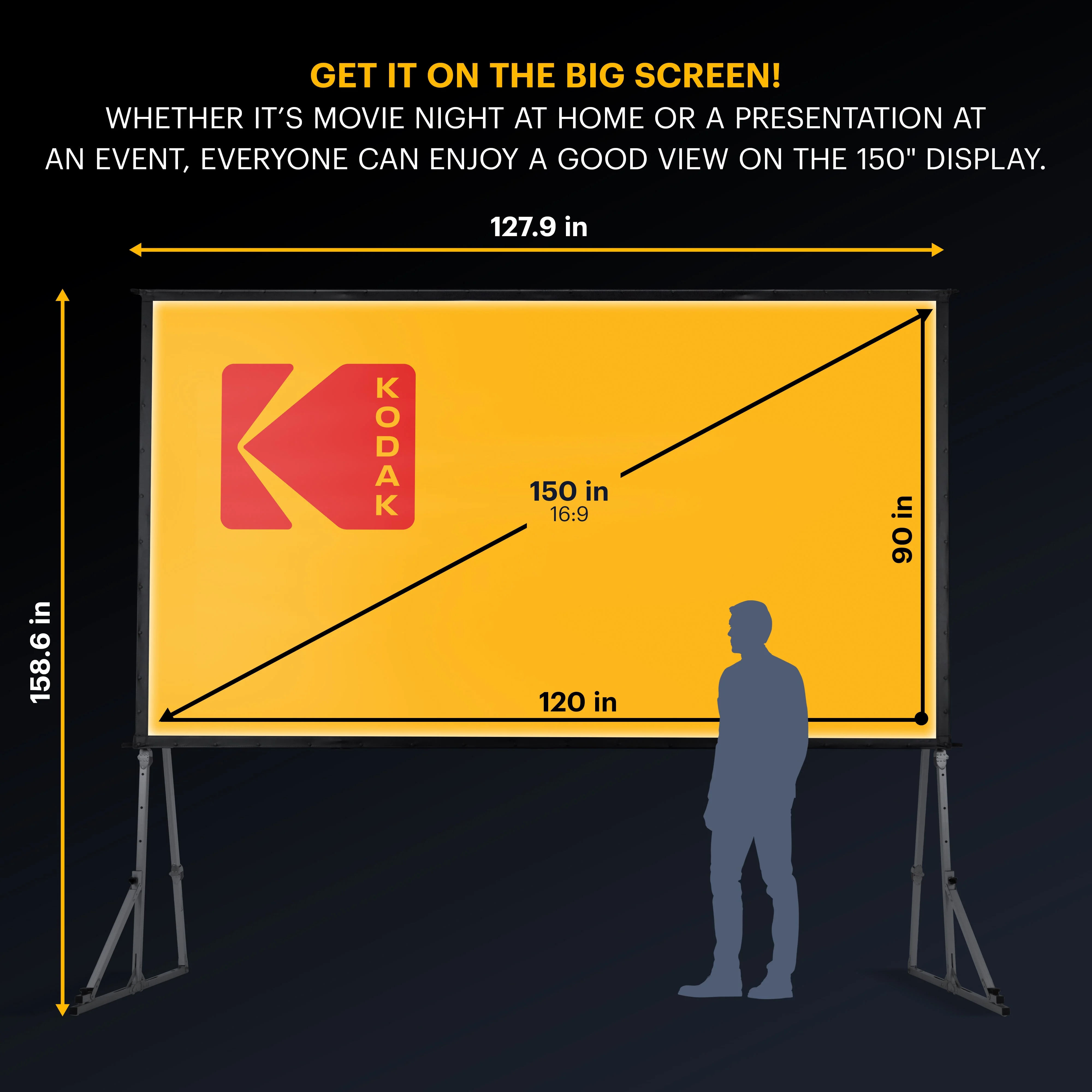 Kodak Portable Projector Screen with Foldable Legs - Image 5
