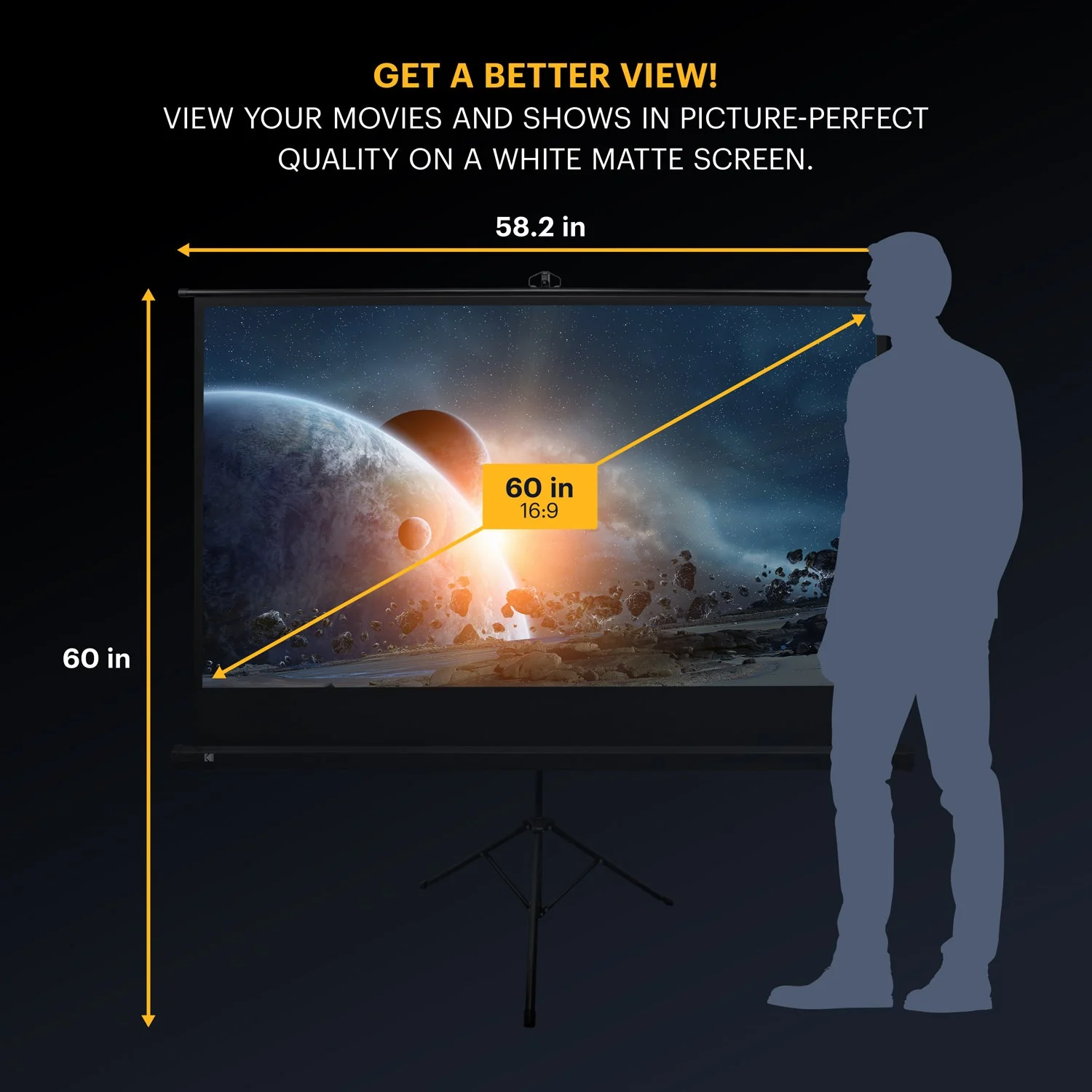 Kodak Projector Screen 60" with Tripod Stand & Carrying Bag - Image 6