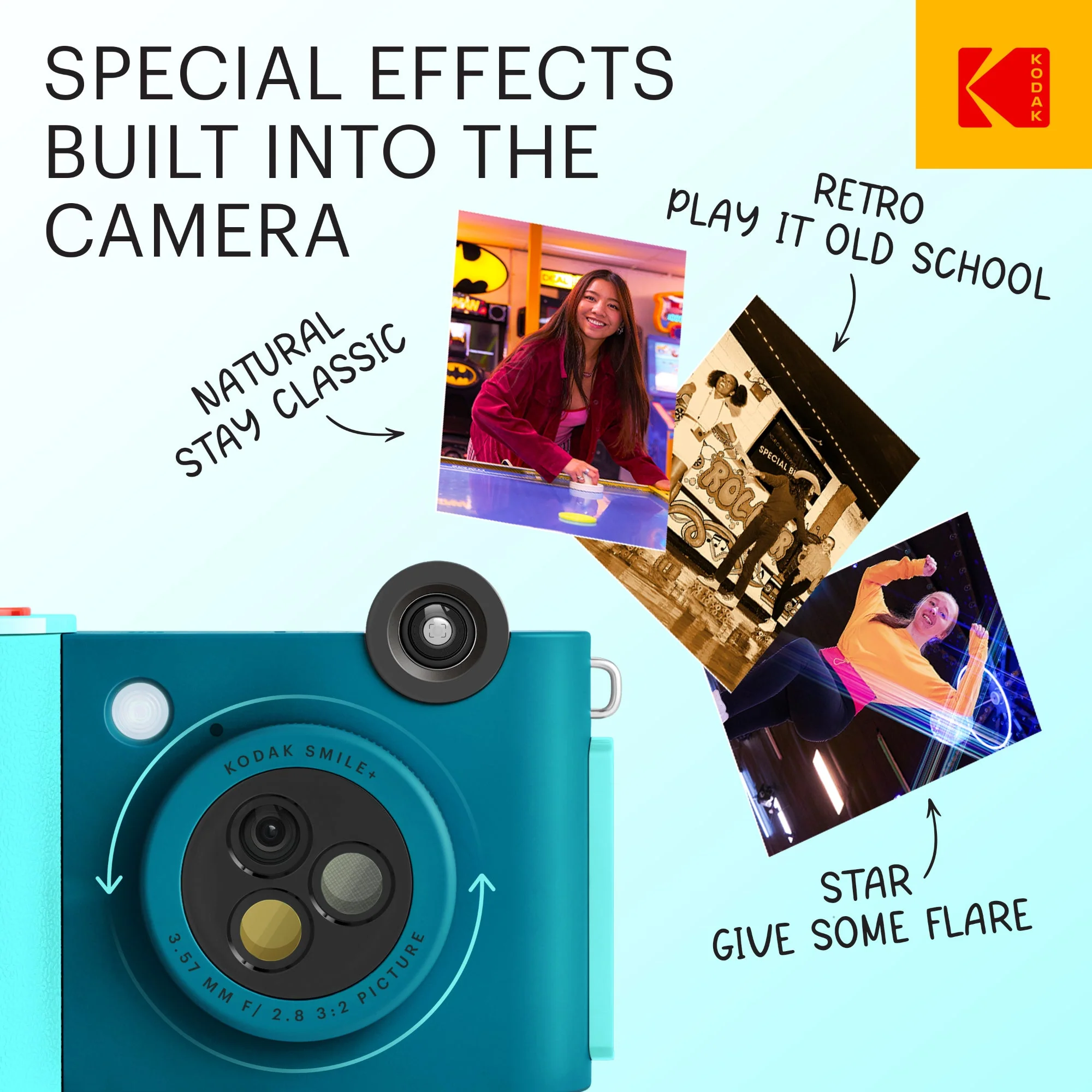 Kodak Smile+ Wireless Digital Instant Print Camera with Effect-changing Lens - Blue - Image 3