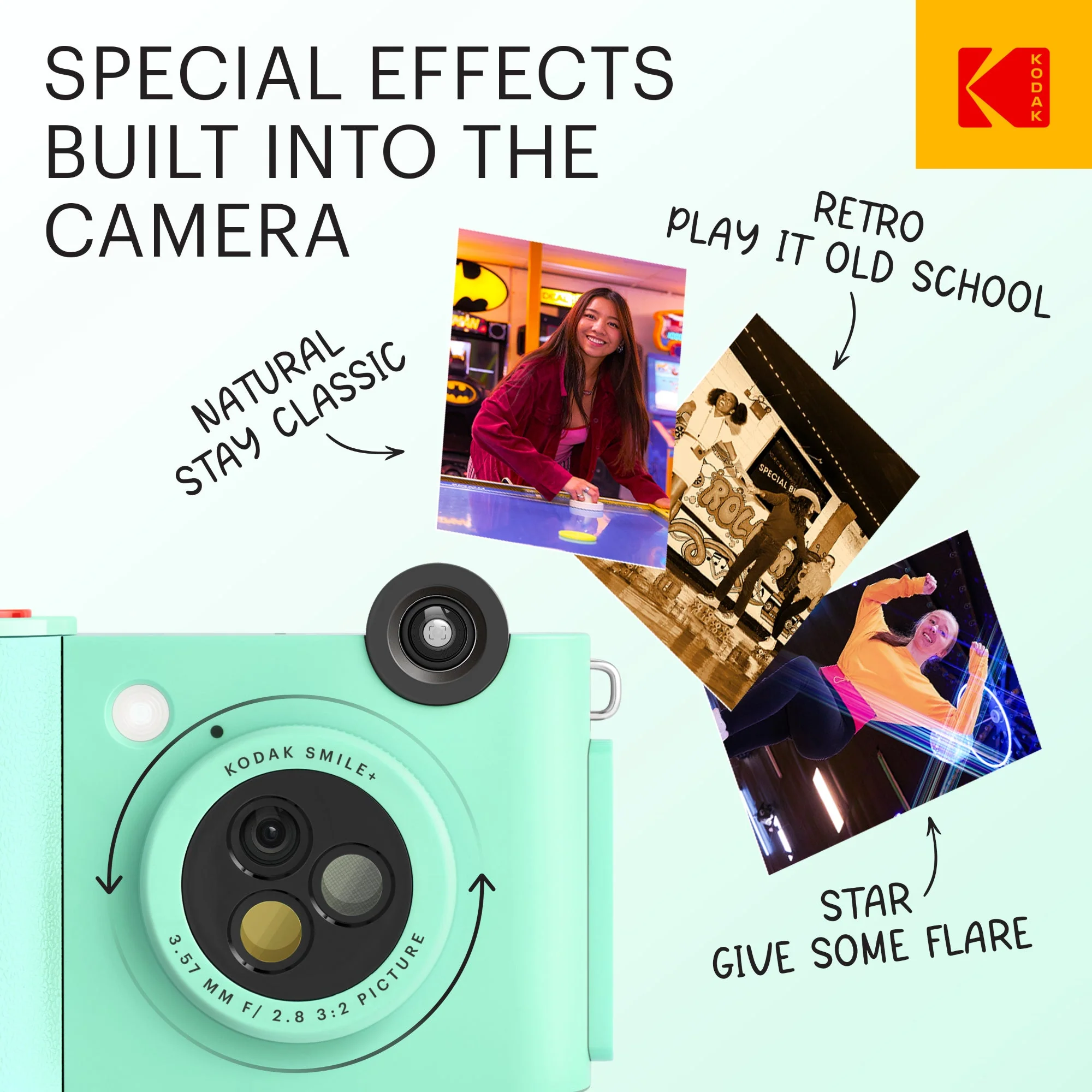 Kodak Smile+ Wireless Digital Instant Print Camera with Effect-changing Lens - Green - Image 3