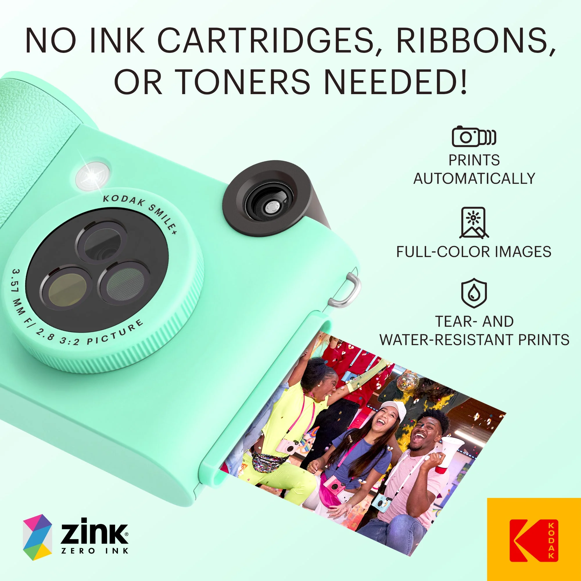 Kodak Smile+ Wireless Digital Instant Print Camera with Effect-changing Lens - Green - Image 5