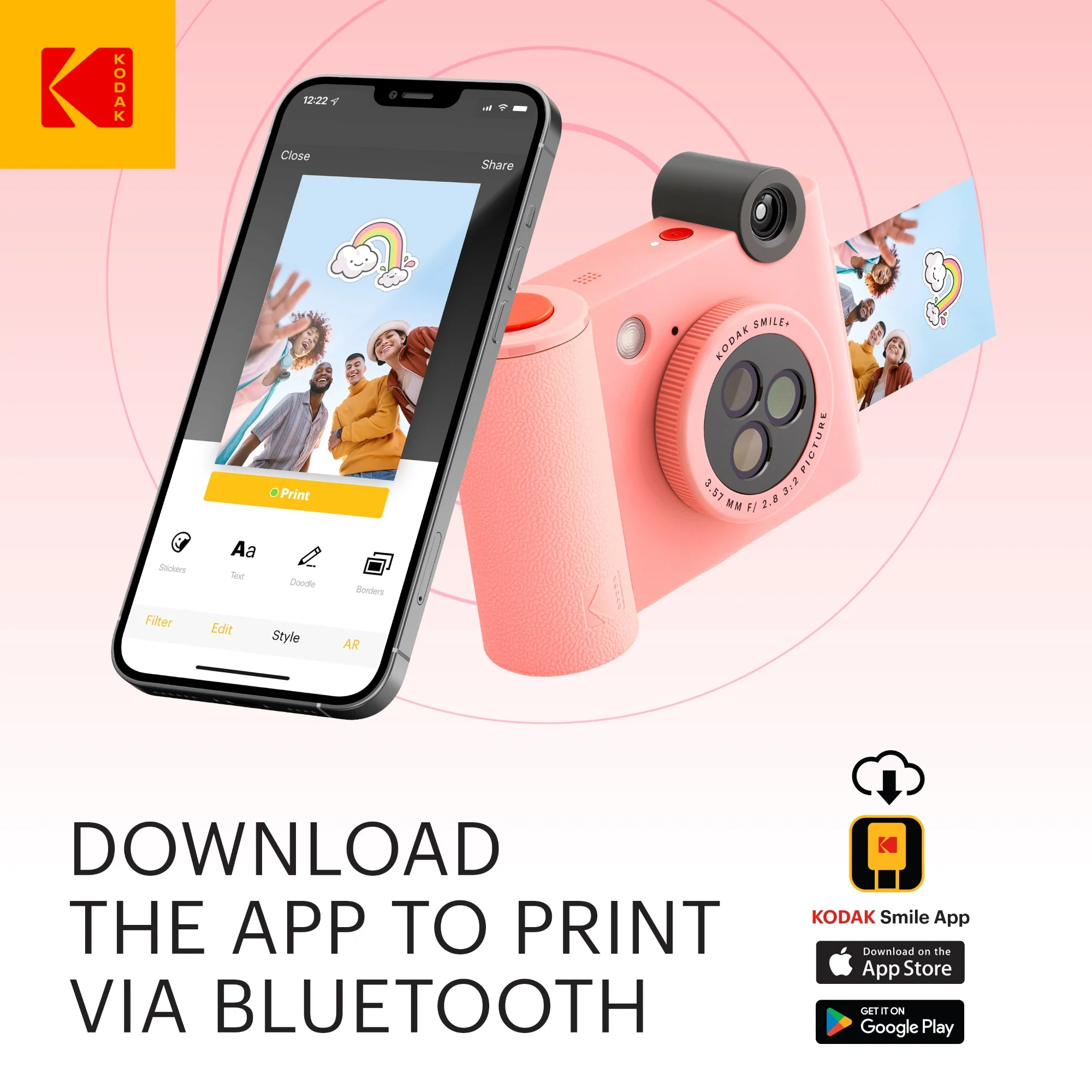 Kodak Smile+ Wireless Digital Instant Print Camera with Effect-changing Lens - Pink - Image 4