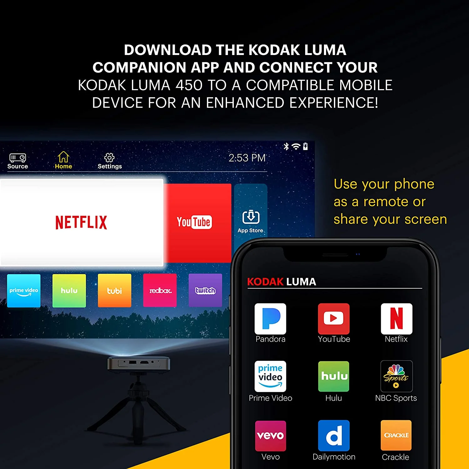Kodak Mini Portable Projector 640 x 360 Resolution Up To 100" with 75 Lumen Brightness - Image 6