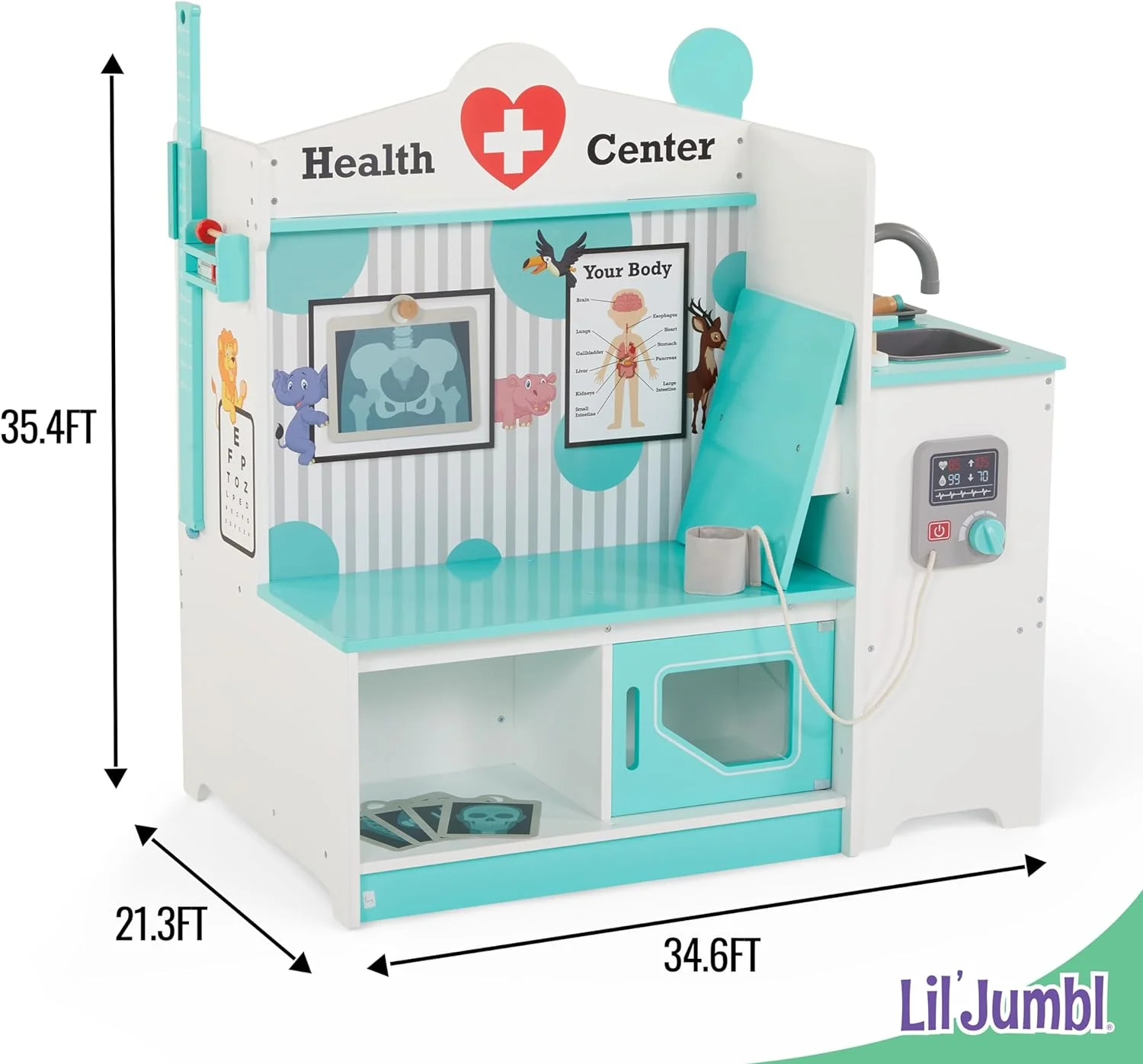Wooden Kids Doctor Playset, Multi-Sided Kids Doctors Play Set with Exam Room & More! - Image 6
