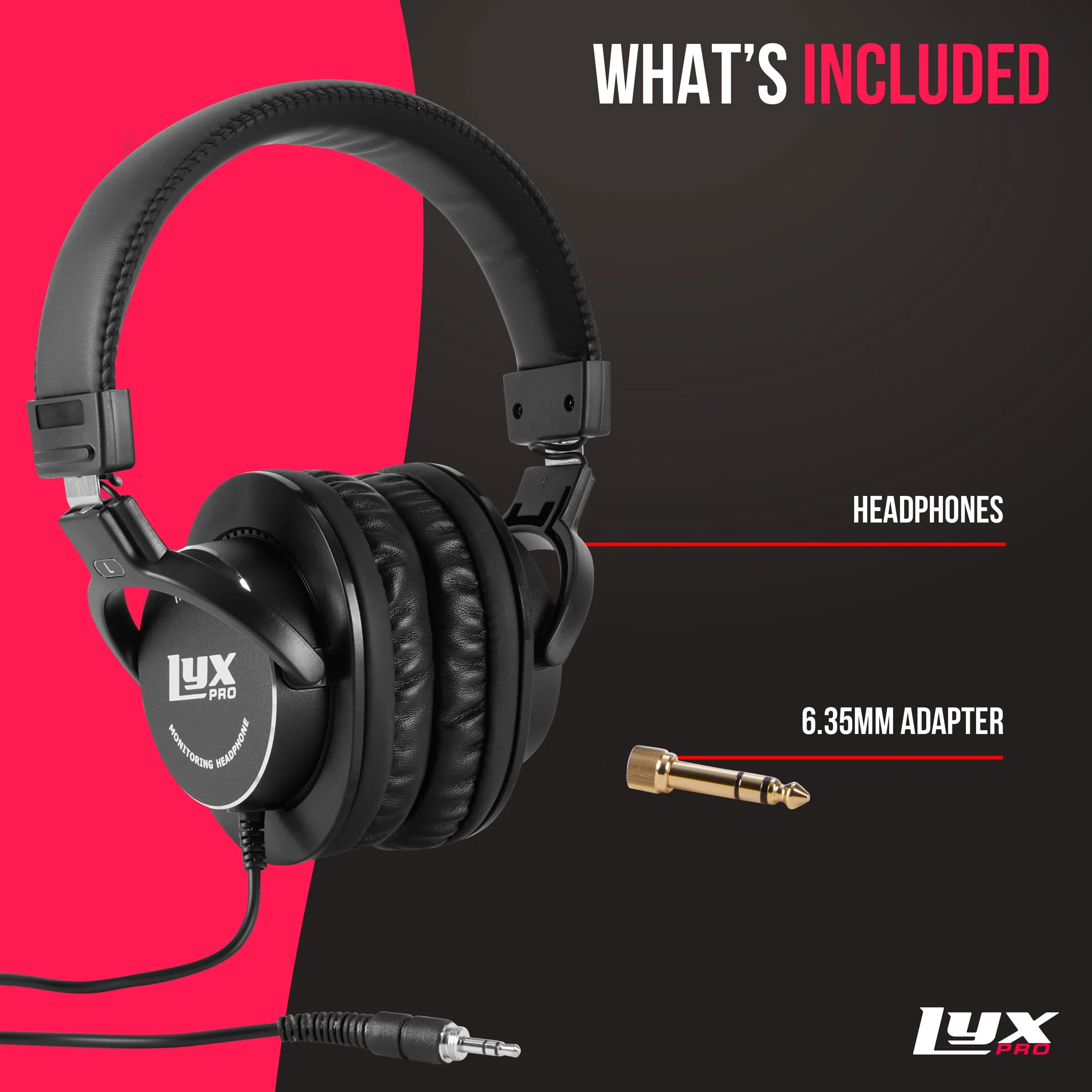 LyxPro HAS-10 Closed Back Over Ear Professional Studio Headphones with Sound Isolation & Wired - Image 2
