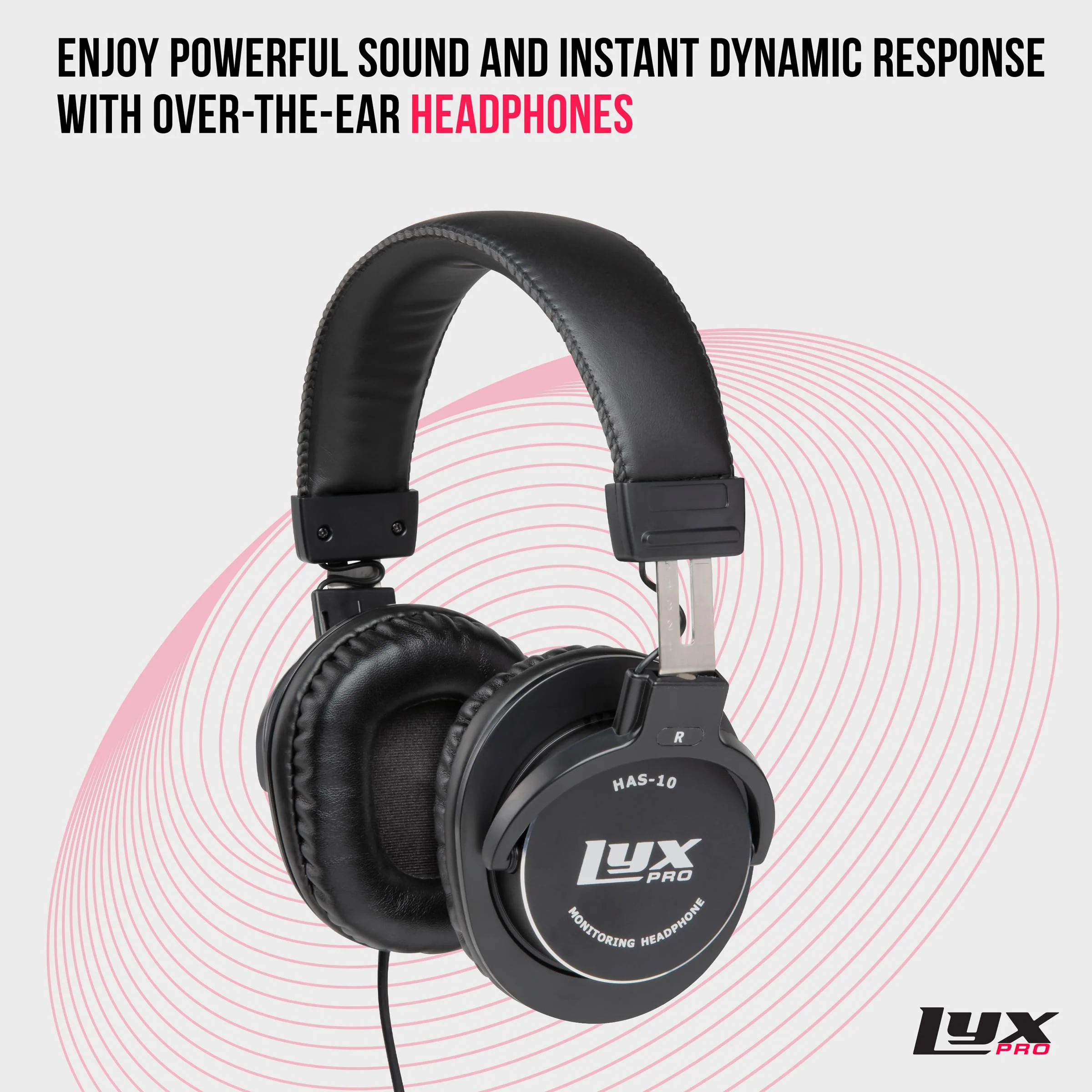 LyxPro HAS-10 Closed Back Over Ear Professional Studio Headphones with Sound Isolation & Wired - Image 5