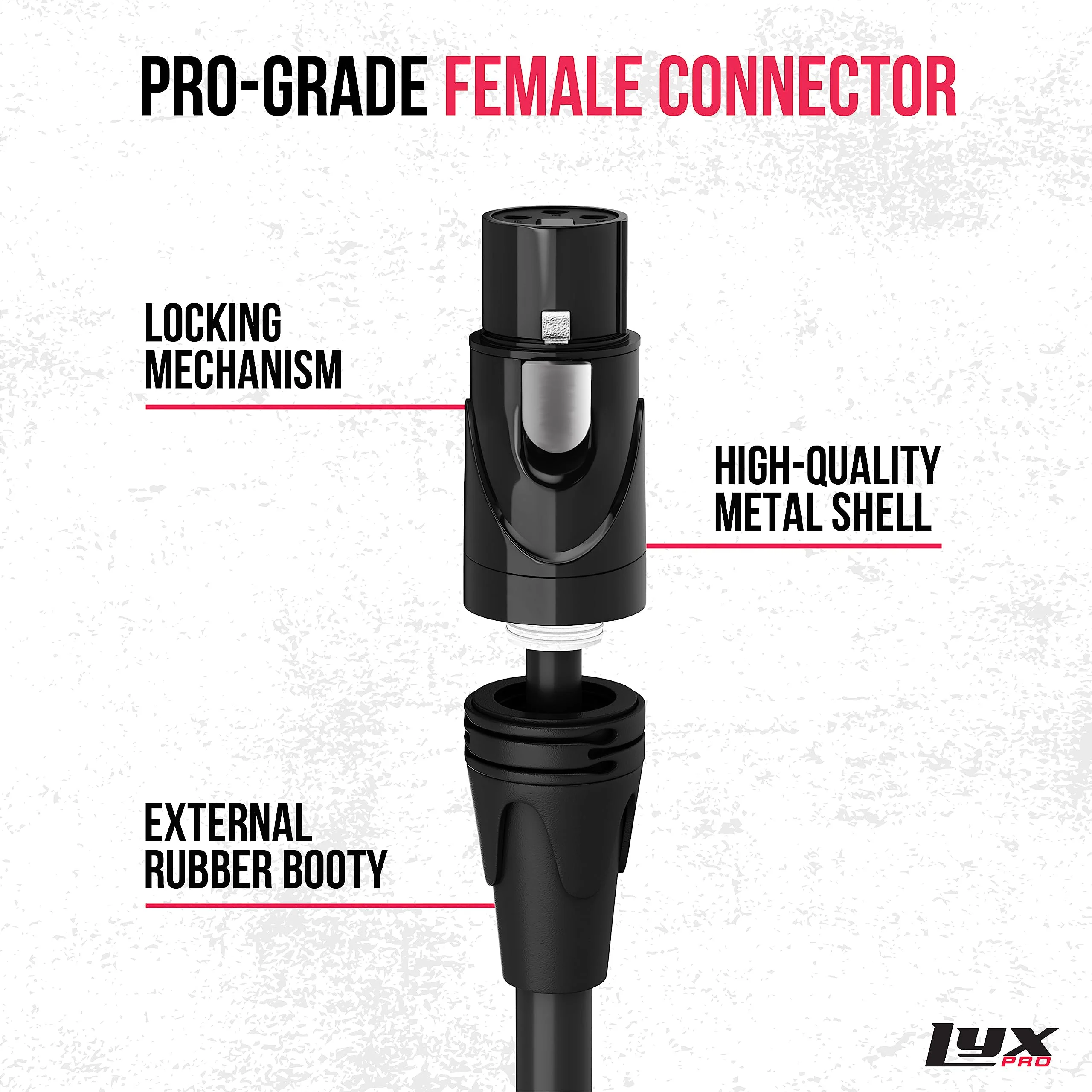 LyxPro Quad Series 100 ft XLR Cable, Male to Female 4-Conductor Balanced Microphone Cable, Black - Image 3