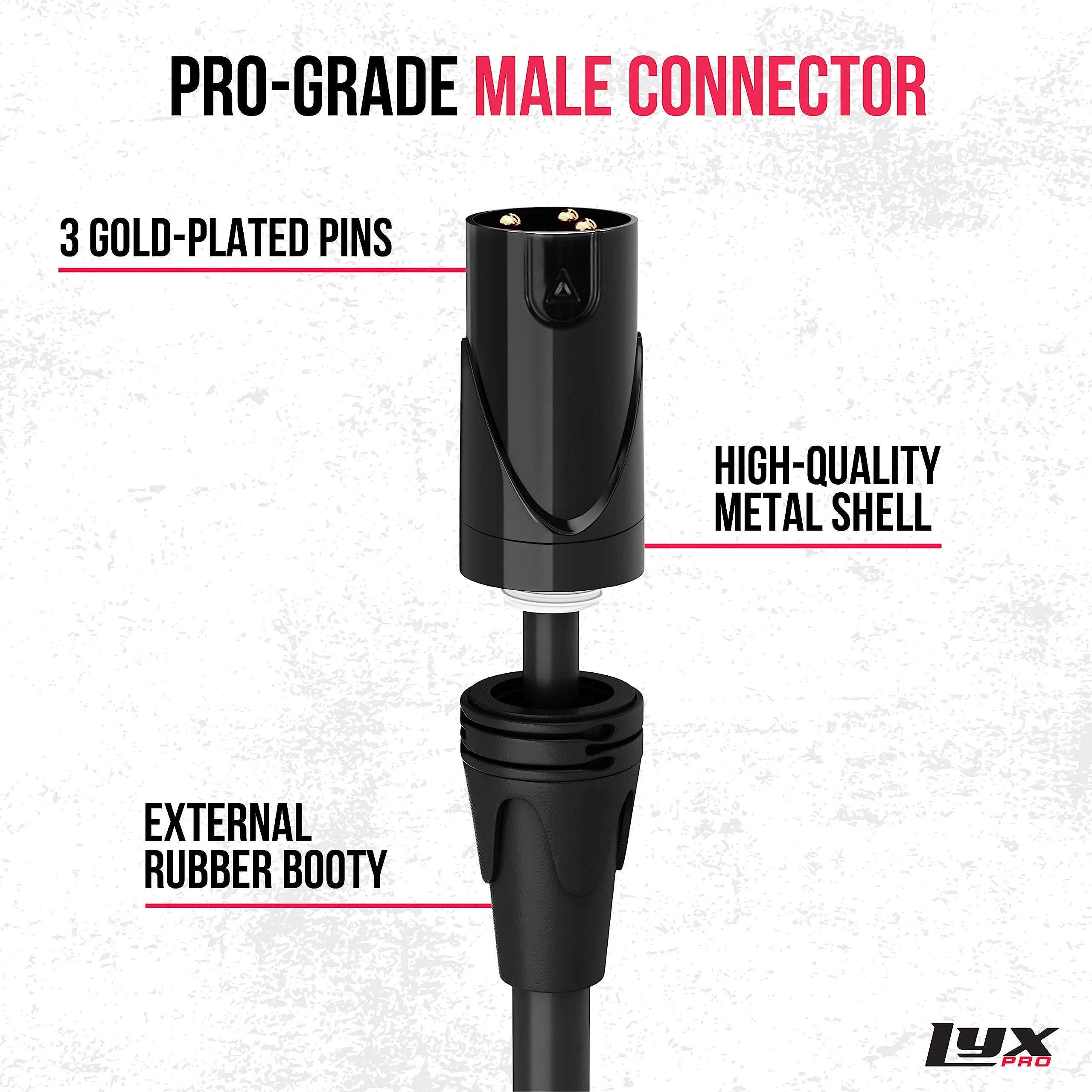 LyxPro Quad Series 10 ft XLR Cable, Male to Female 4-Conductor Balanced Microphone Cable, Black - Image 2