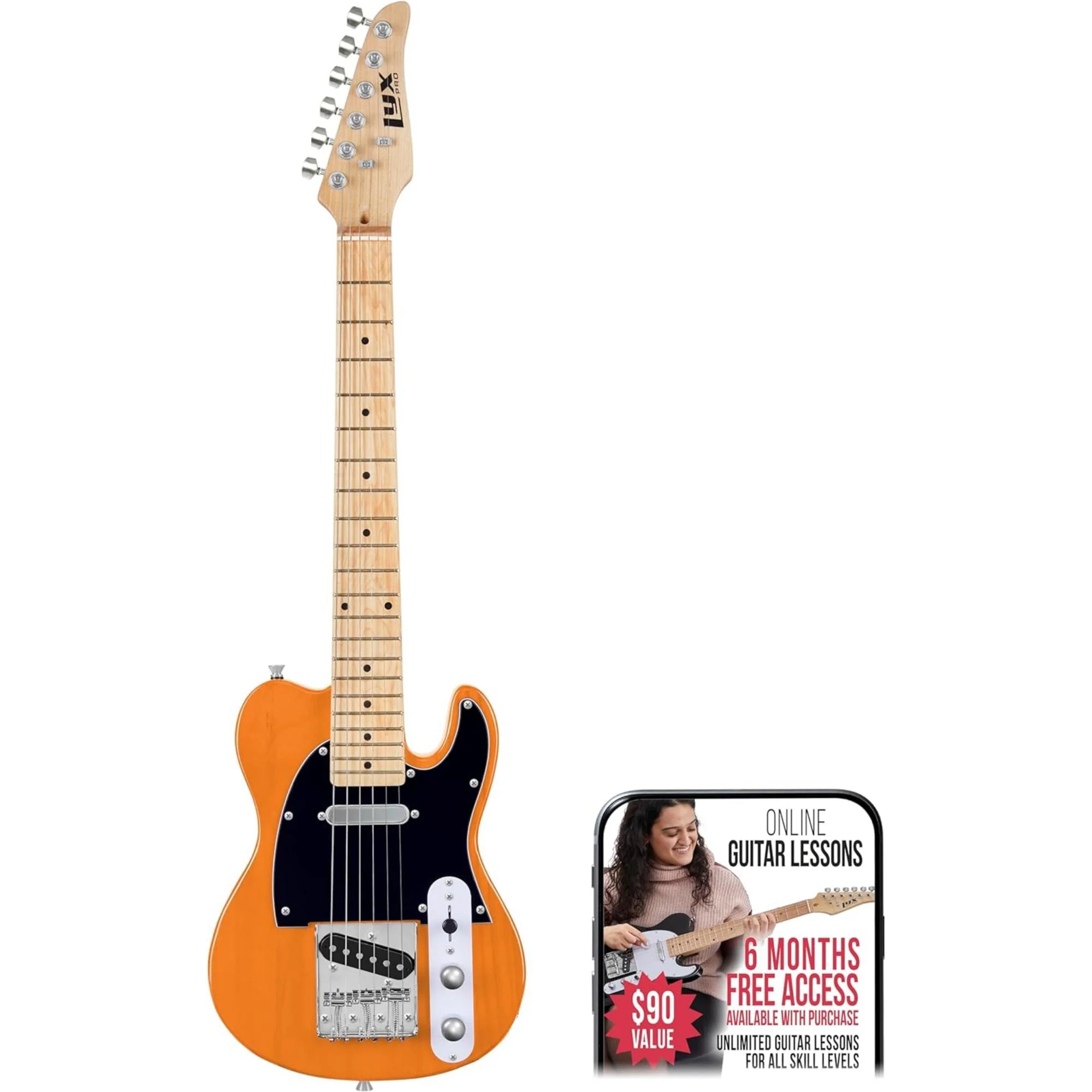 LyxPro 30” Electric Guitar TL Series, Solid Body Guitar W/3-Way Switch & Tone Controls - Mahogany