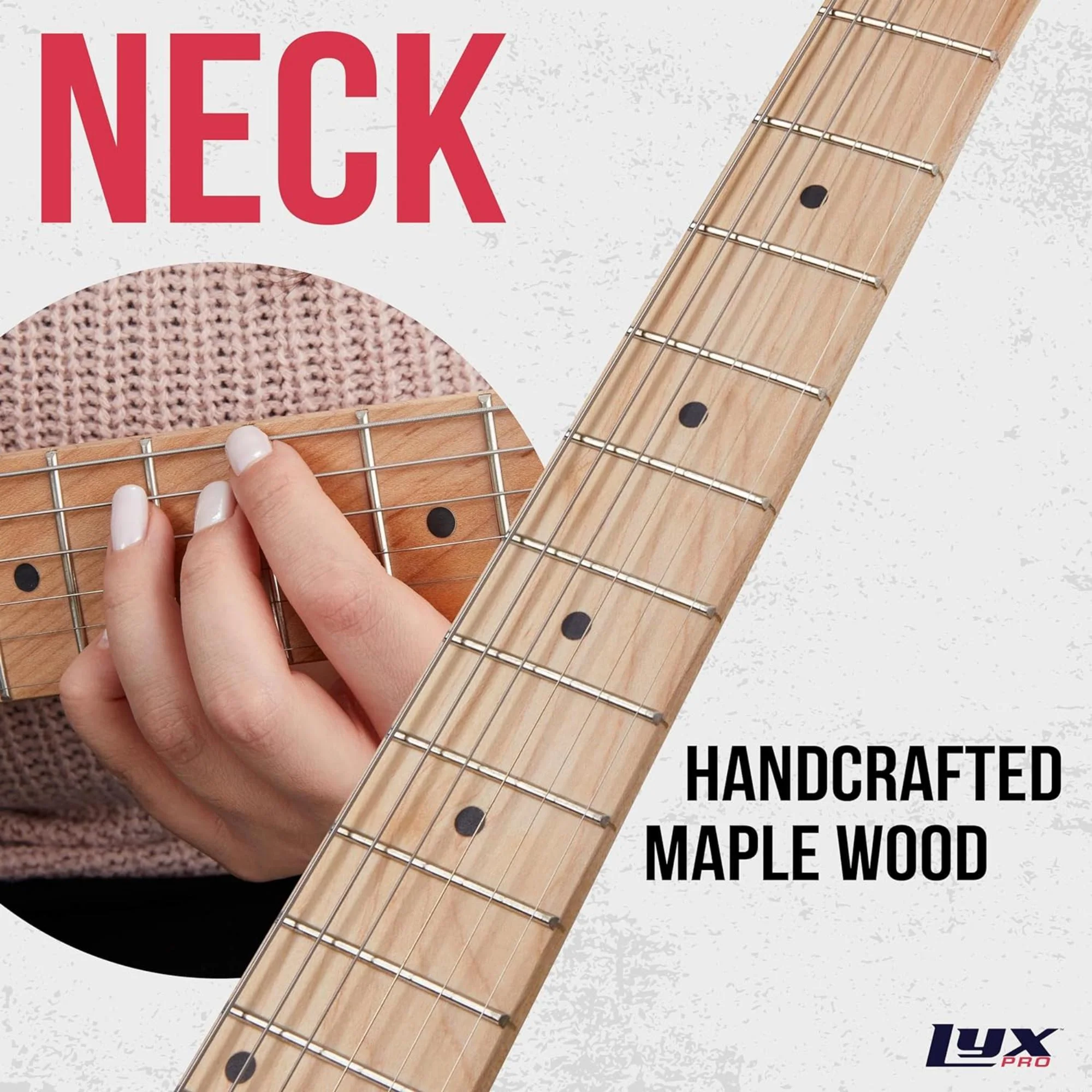 LyxPro 30” Electric Guitar TL Series, Solid Body Guitar W/3-Way Switch & Tone Controls - Mahogany - Image 6