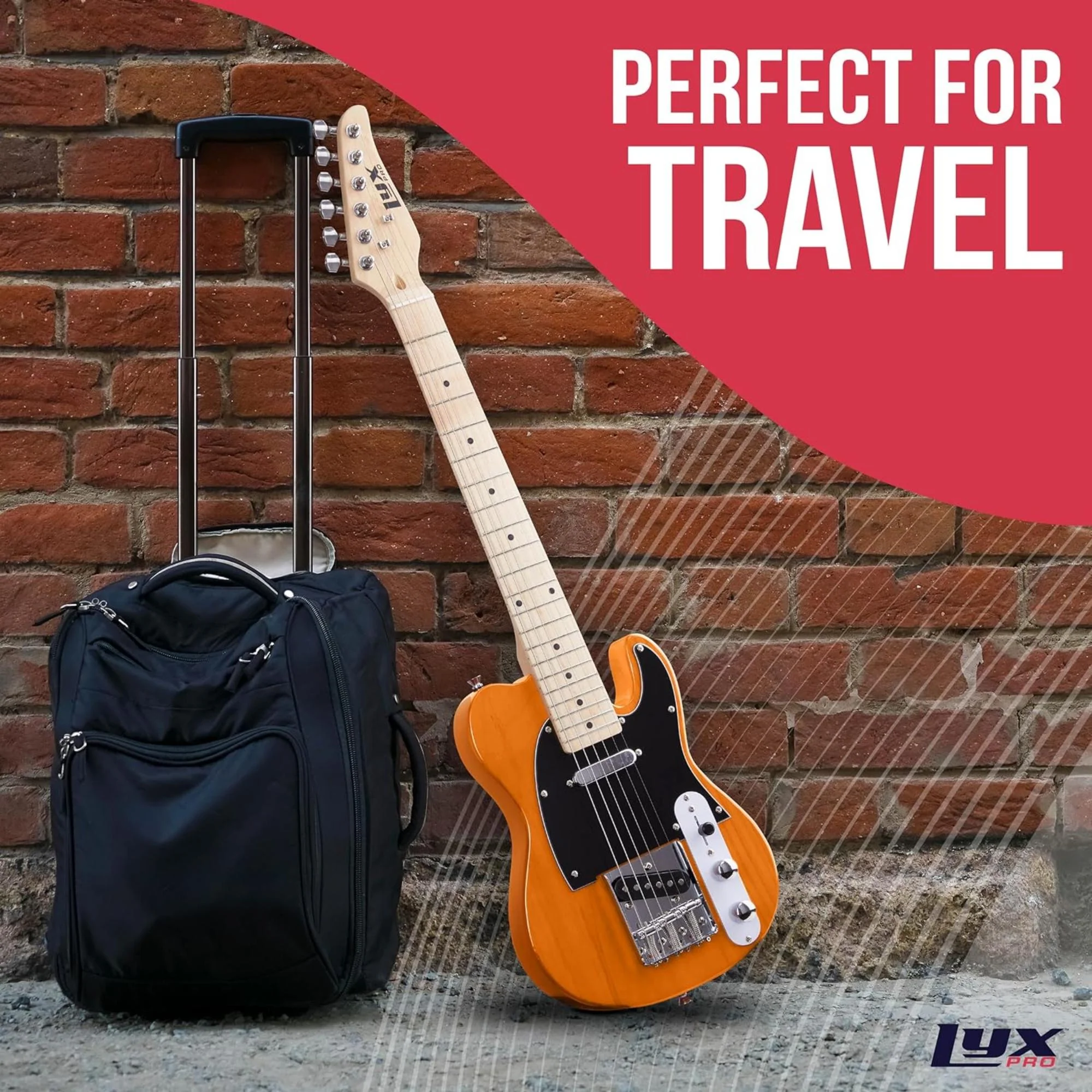 LyxPro 30” Electric Guitar TL Series, Solid Body Guitar W/3-Way Switch & Tone Controls - Mahogany - Image 8