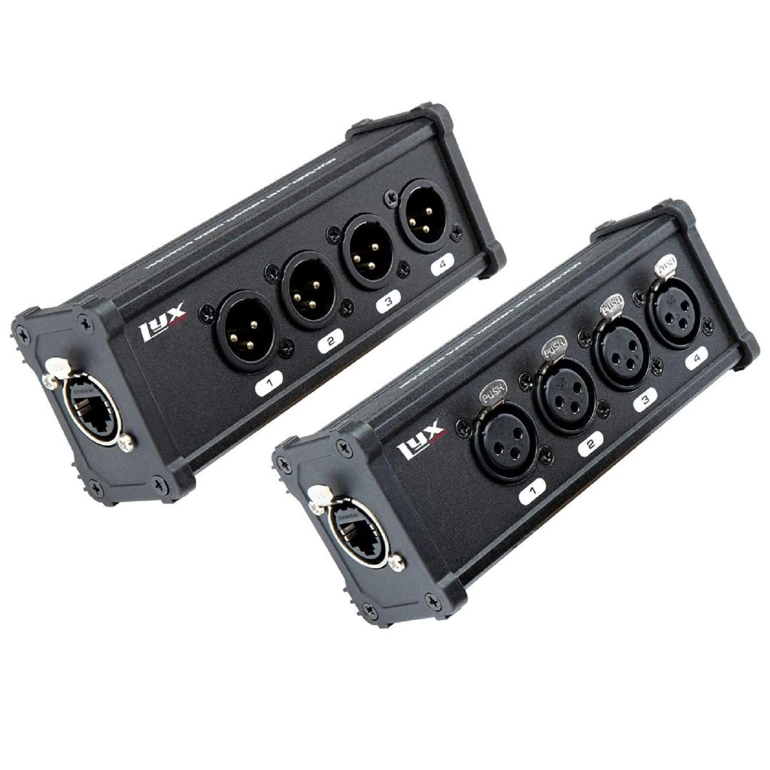 LyxPro 4 Channel XLR Splitter Box, XLR to RJ45 Ethercon, Male & Female Pair with No Cables