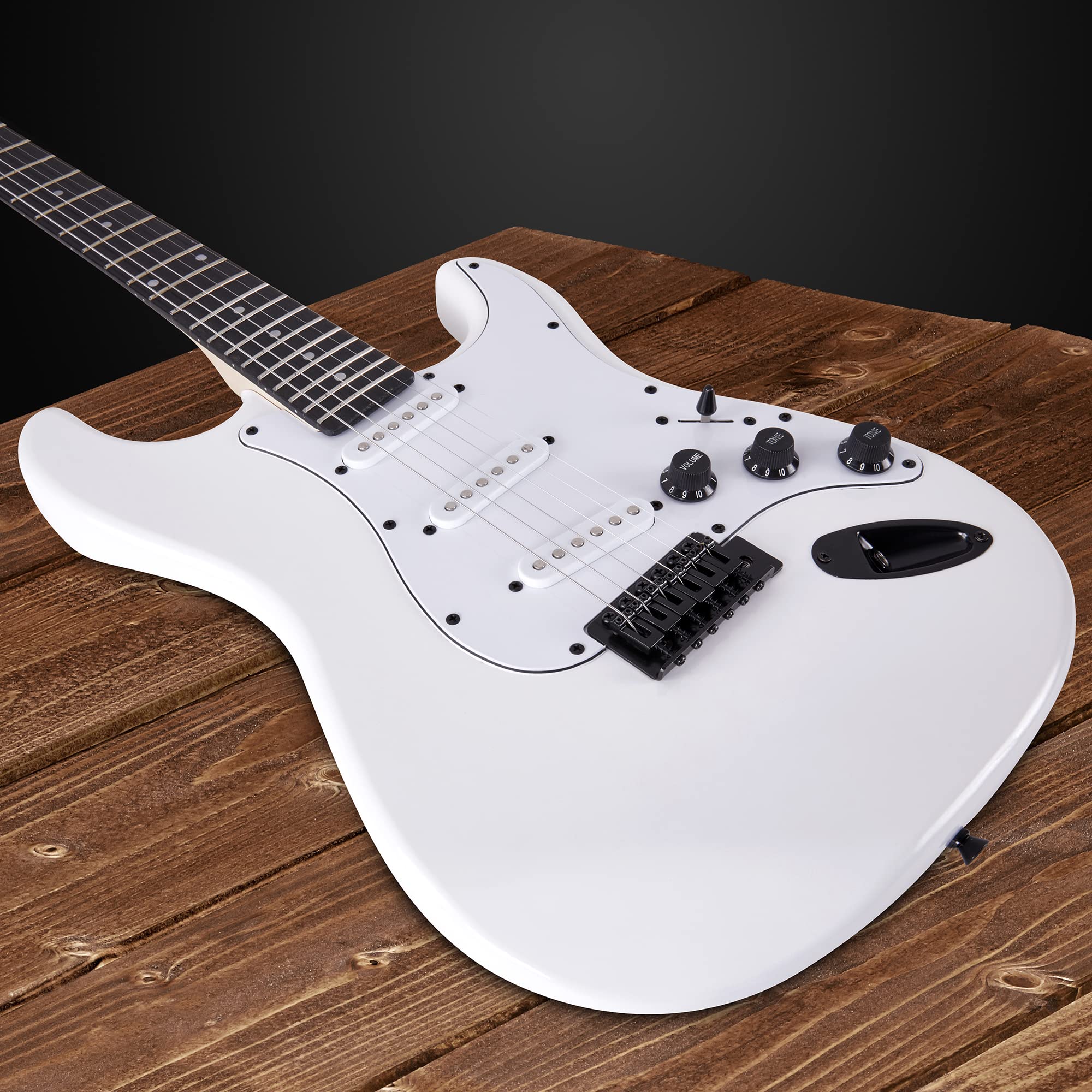 Beginner Full-Sized 39” Electric Guitar Kit & Started Set Accessories - White - Image 4