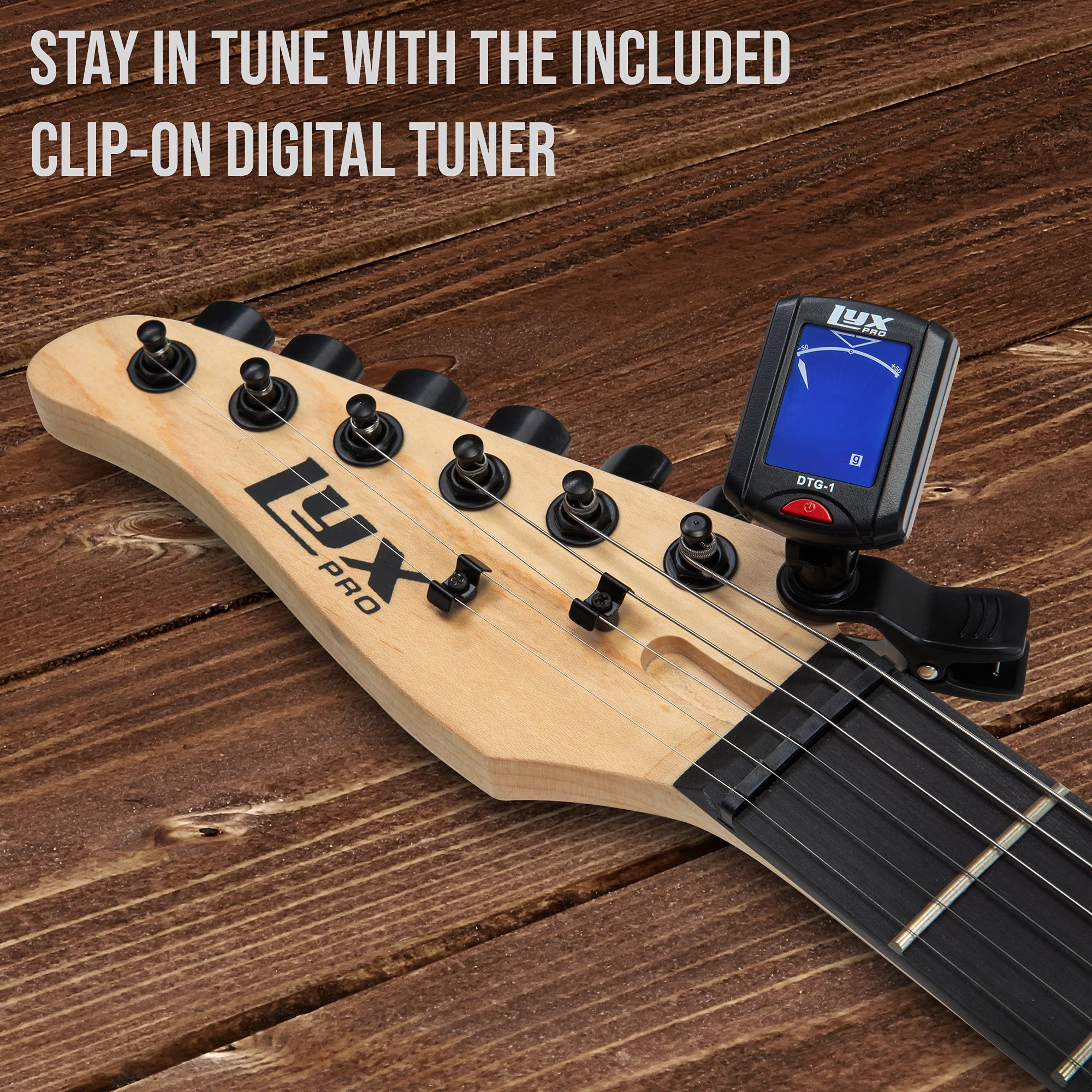 Beginner Full-Sized 39" Electric Guitar Kit & Started Set Accessories - Left Handed Natural - Image 5