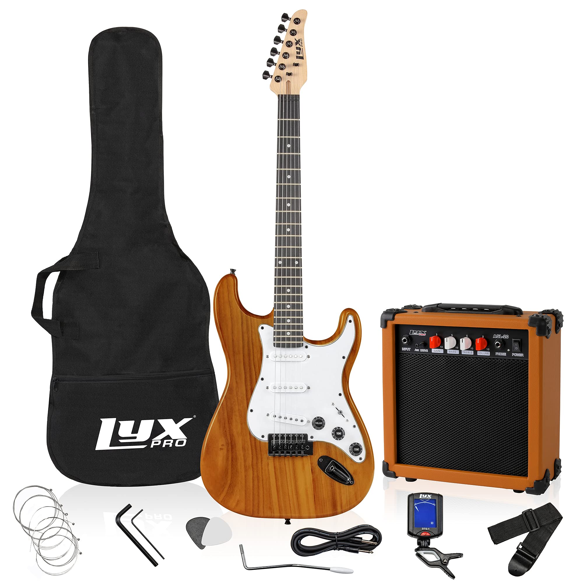 Beginner Full-Sized 39” Electric Guitar Kit & Started Set Accessories - Mahogany