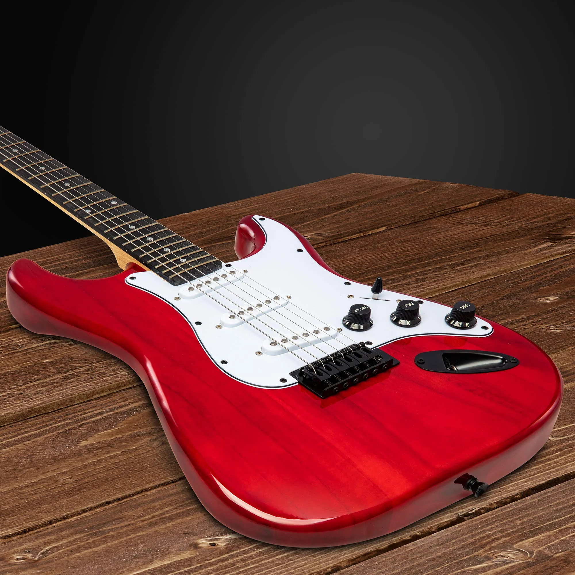 Beginner Full-Sized 39” Electric Guitar Kit & Started Set Accessories - Red - Image 5