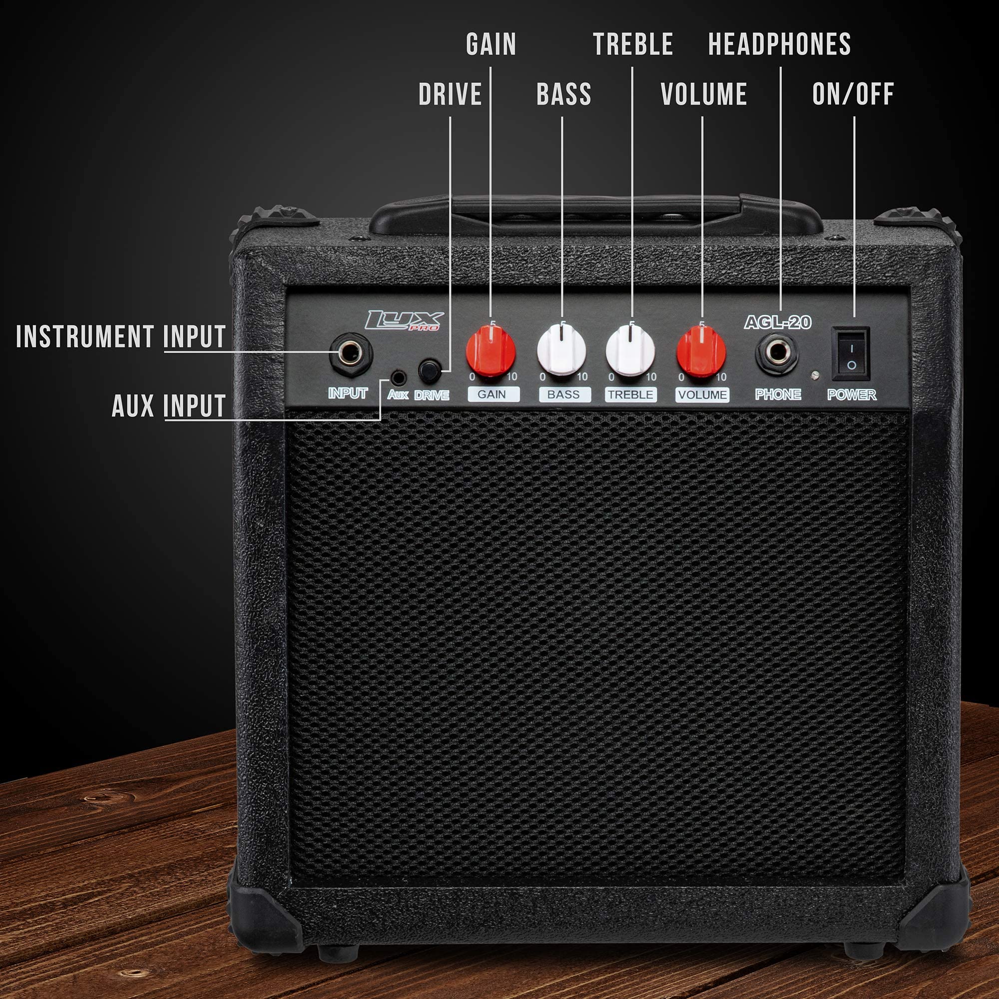 LyxPro Electric Guitar Amp - 20 Watt Guitar Amplifier with Built-in Speaker Headphone Jack, Black - Image 3