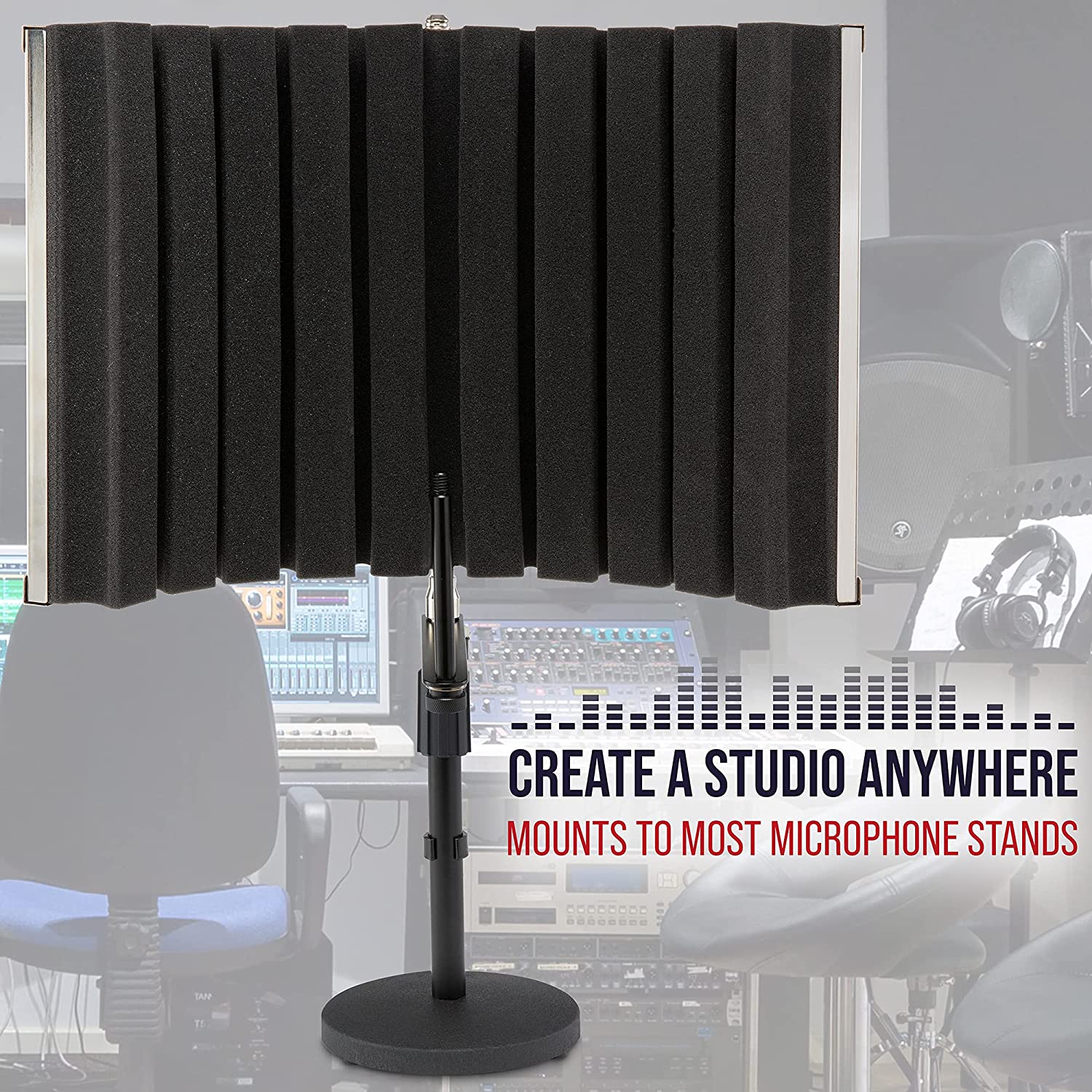 LyxPro VRI-30 Microphone Sound Isolation Shield, Microphone Foam Shield, Foldable & Stand Mountable - Image 3