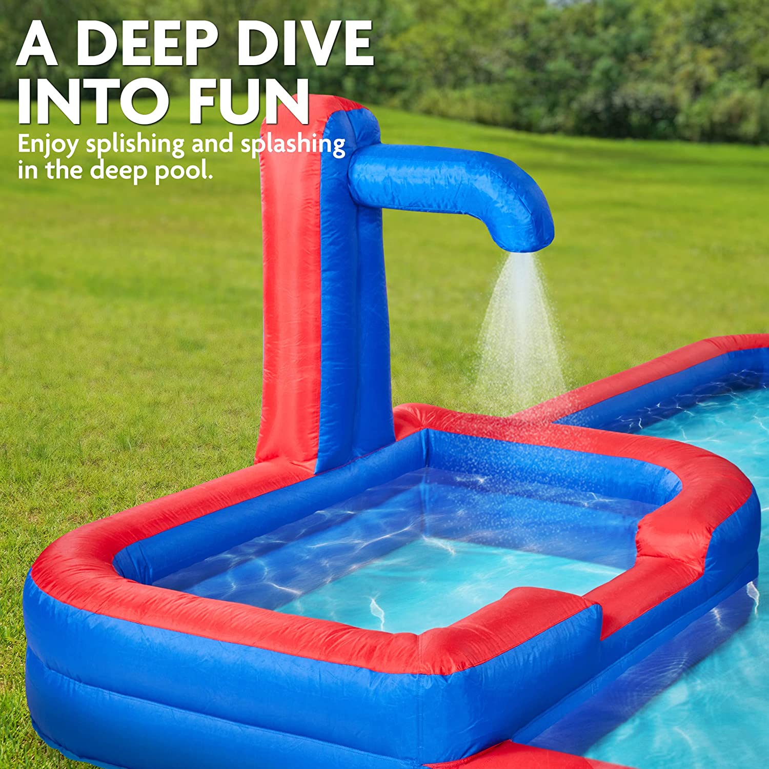 Inflatable Water Park with Dual Slides, Splashdown Pool, and Climbing Wall - Image 3