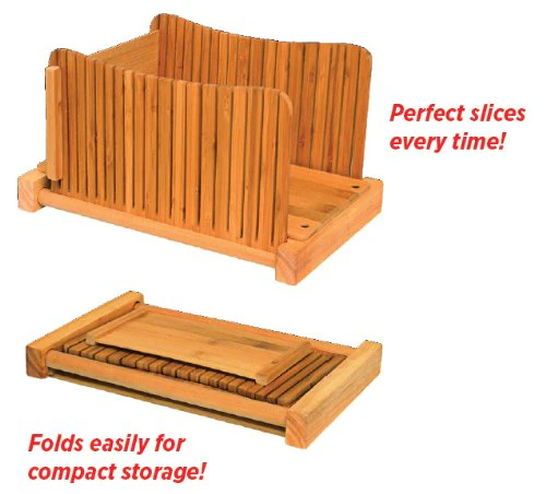 Natural Bamboo Wood Bread Cutter, Compact and Foldable Bread Slicer for Homemade Bread - Image 6
