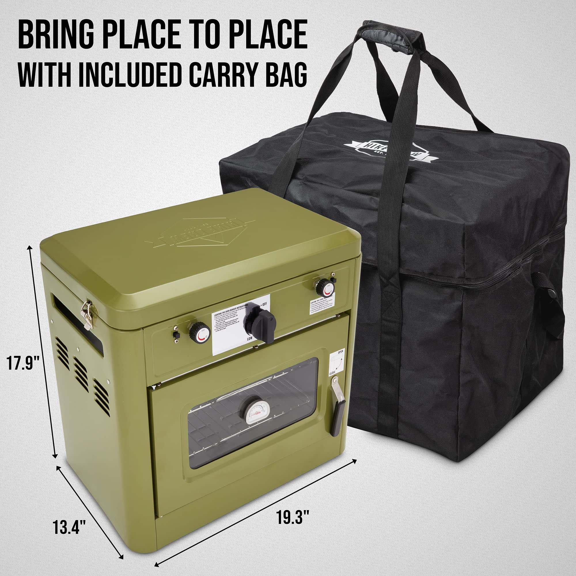 Hike Crew Gas Camping Oven, CSA Approved 2-Burner Stove & Camp Oven with Bag, Igniter & More - Green - Image 4