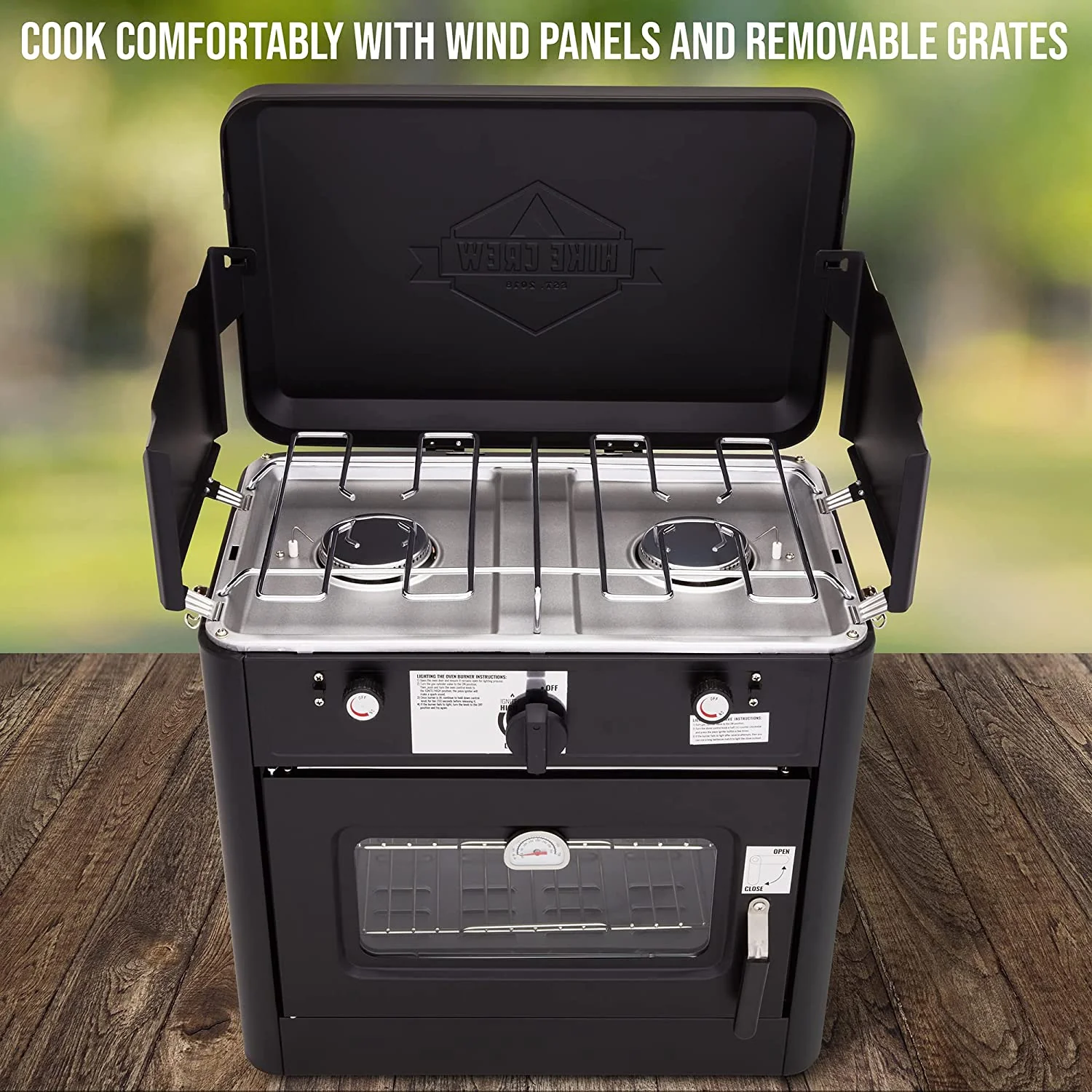 Hike Crew Gas Camping Oven, CSA Approved 2-Burner Stove & Camp Oven with Bag, Igniter & More - Black - Image 3