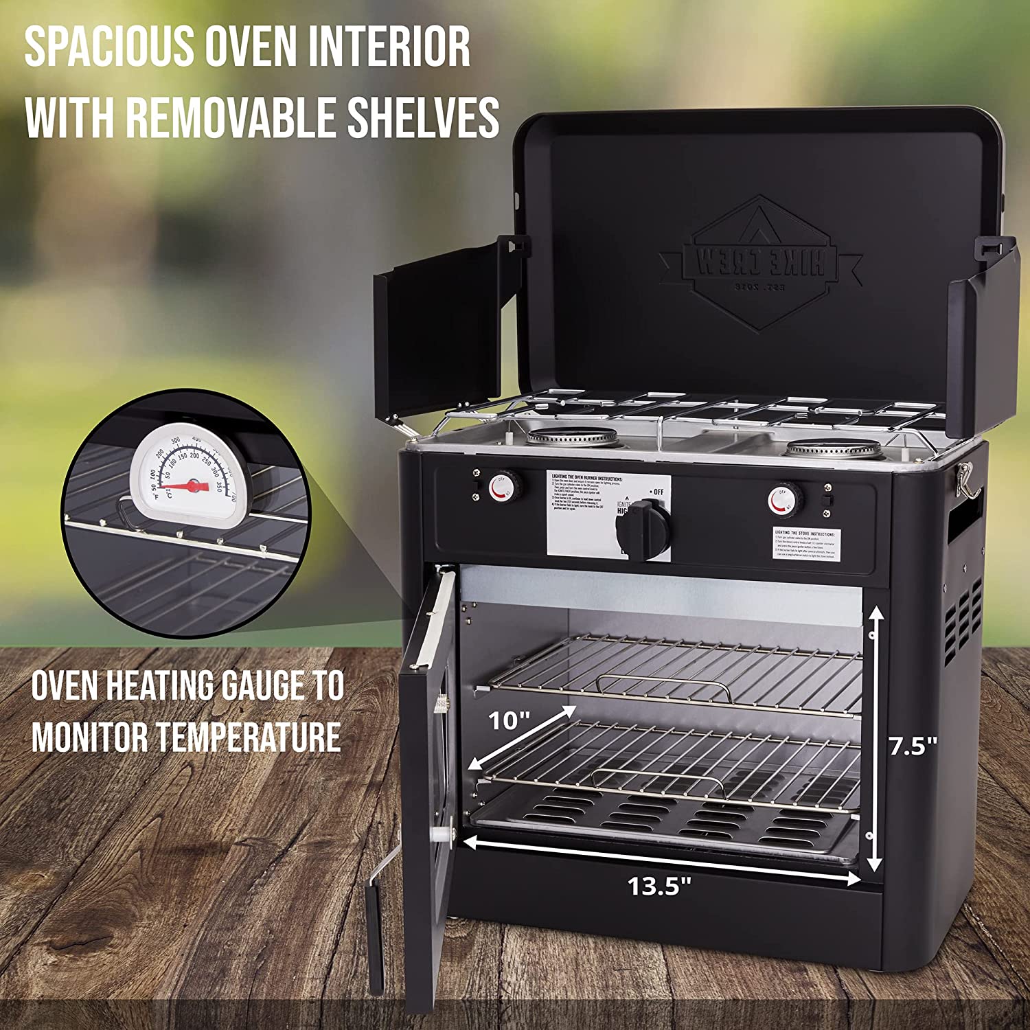 Hike Crew Gas Camping Oven, CSA Approved 2-Burner Stove & Camp Oven with Bag, Igniter & More - Black - Image 5
