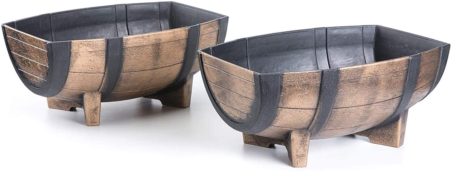 Decorative Outdoor Half Barrel Planters - Set of 2 - Image 9