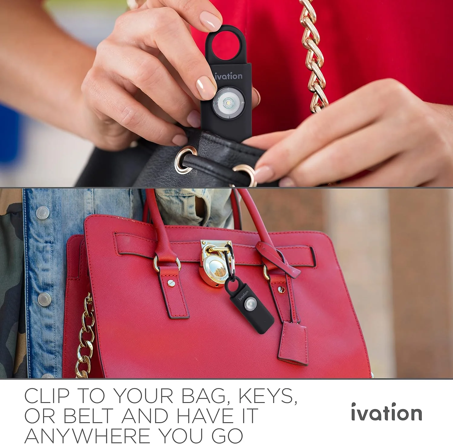 Ivation Personal SOS Keychain Alarm, Rechargeable Personal Alarm with LED Panic Strobe Light - Image 14