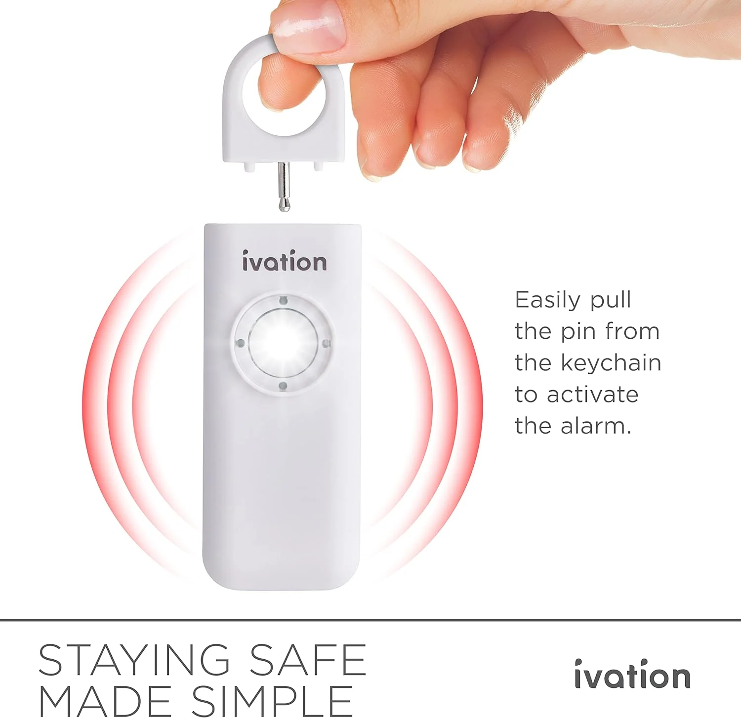 Ivation Personal SOS Keychain Alarm, Rechargeable Personal Alarm with LED Panic Strobe Light - Image 18