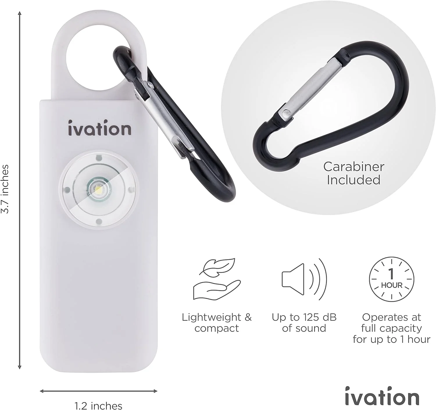 Ivation Personal SOS Keychain Alarm, Rechargeable Personal Alarm with LED Panic Strobe Light - Image 19