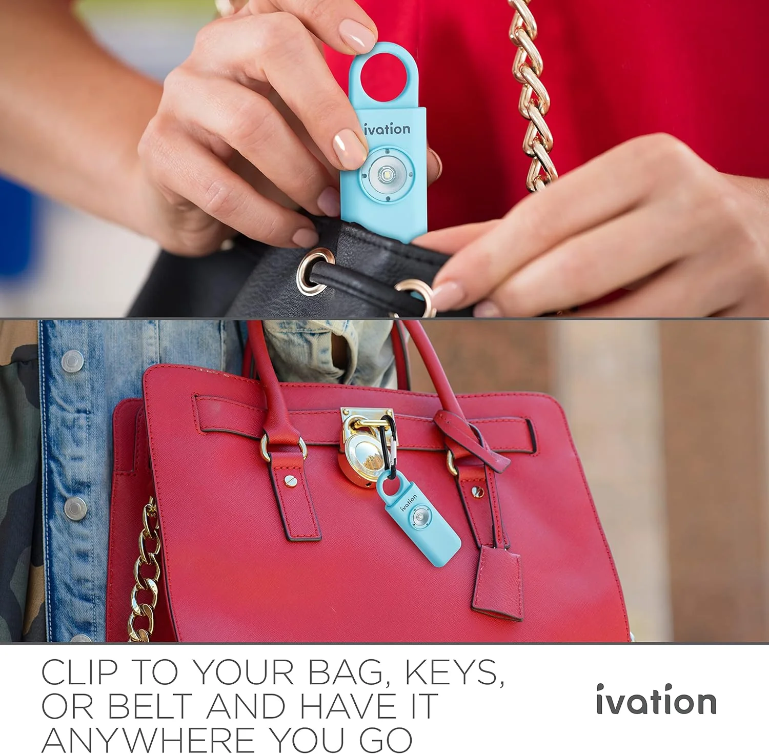Ivation Personal SOS Keychain Alarm, Rechargeable Personal Alarm with LED Panic Strobe Light - Image 7
