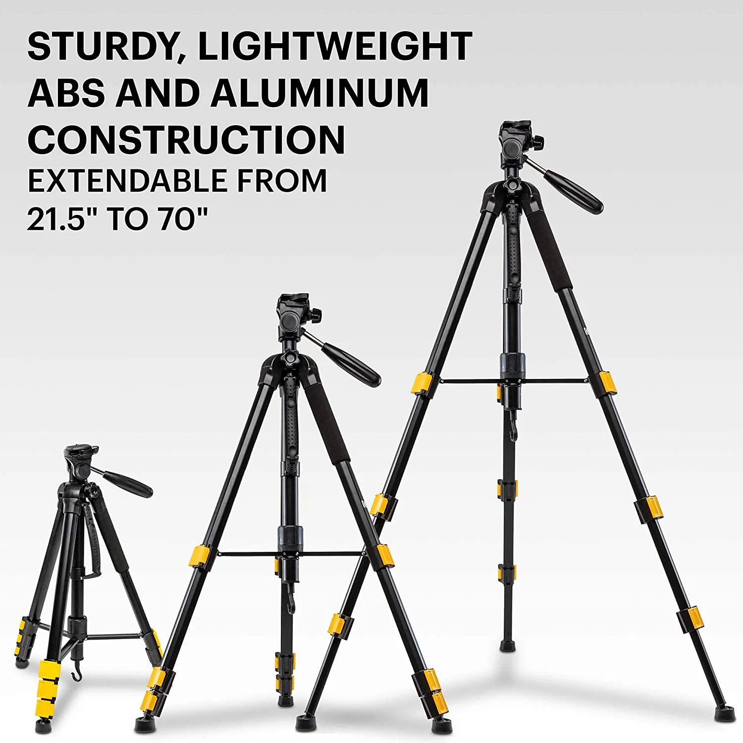 Kodak PhotoGear 2-in-1 Tripod & Monopod | Lightweight 70” 4-Section Flip-Lock Aluminum Tripod Converts to 64.5” Monopod | QuickRelease Plates 3-Way Swivel Head Bubble Level - Image 3