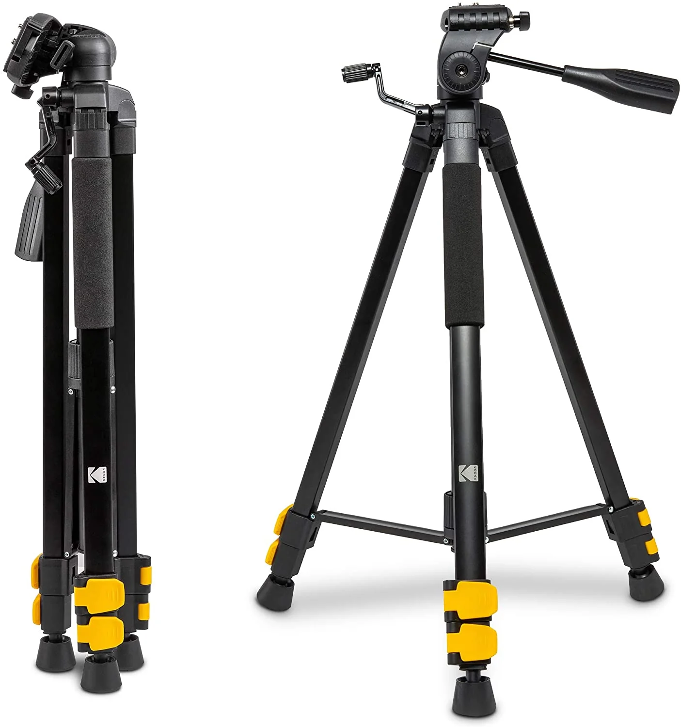 Kodak PhotoGear 62" Tripod with Remote | Compact 3-Section Flip-Lock Aluminum Tripod Adjusts 22"-62", QuickRelease Plate, Smartphone Adapter & 1/4" to 3/8" Screw, Bubble Level