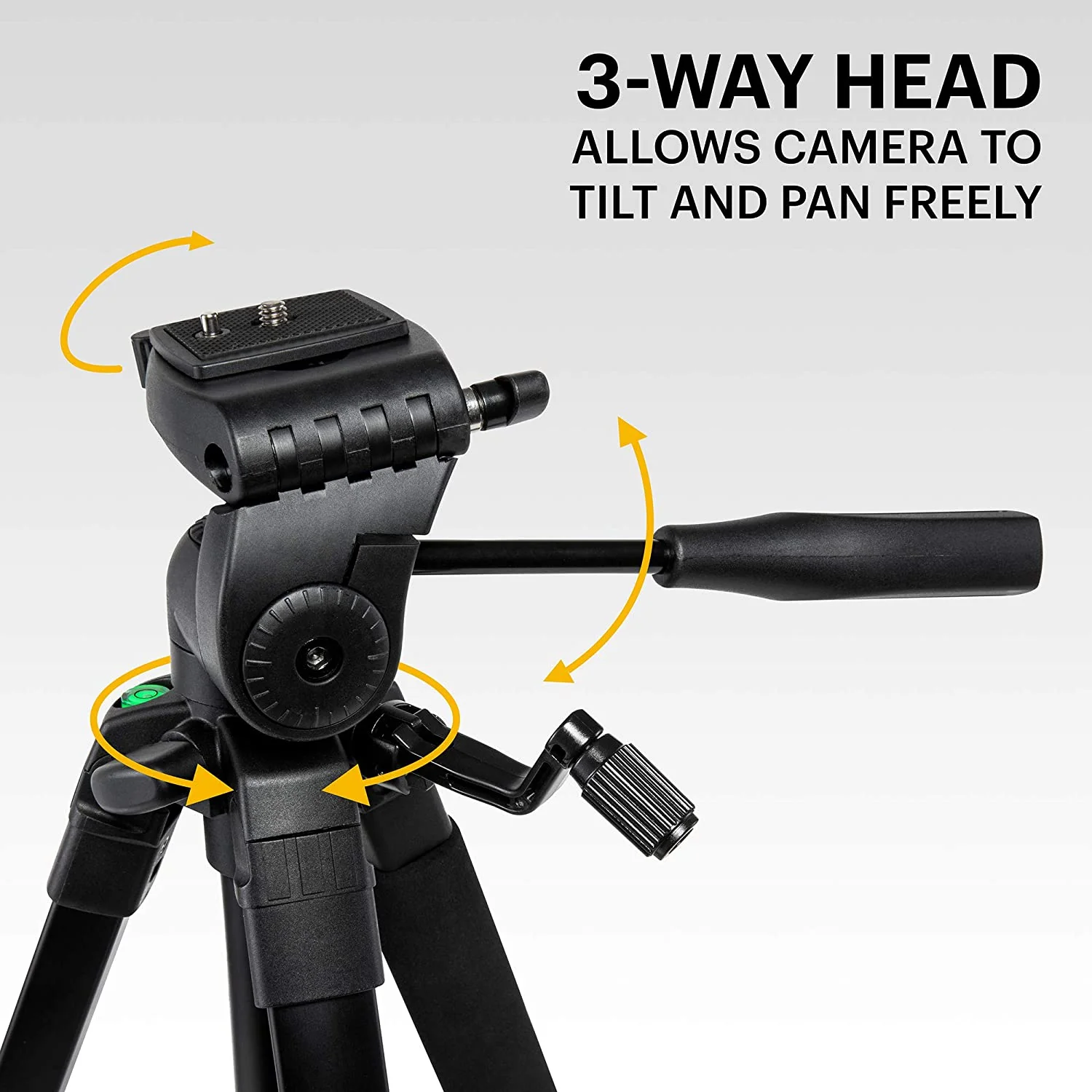 Kodak PhotoGear 62" Tripod with Remote | Compact 3-Section Flip-Lock Aluminum Tripod Adjusts 22"-62", QuickRelease Plate, Smartphone Adapter & 1/4" to 3/8" Screw, Bubble Level - Image 5