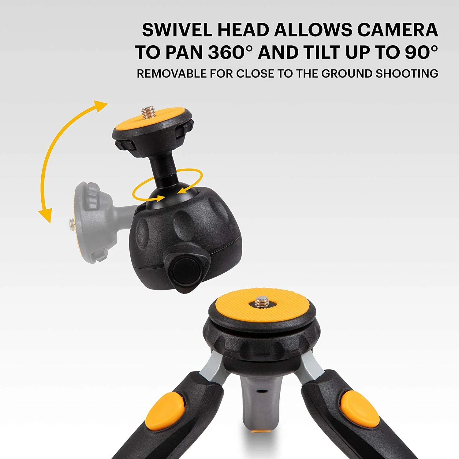 Kodak PhotoGear Mini 9" Adjustable Tripod with Remote, 360° Ball Head, 11” Selfie Stick, 5-Position Legs, Rubber Feet, Smartphone & Action Camera Adapters - Image 5