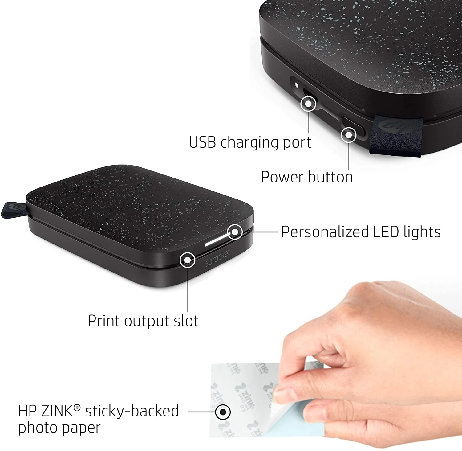 HP Sprocket Portable 2x3” Instant Photo Printer Print Pictures on Zink Sticky-Backed Paper from your iOS & Android Device - Image 38